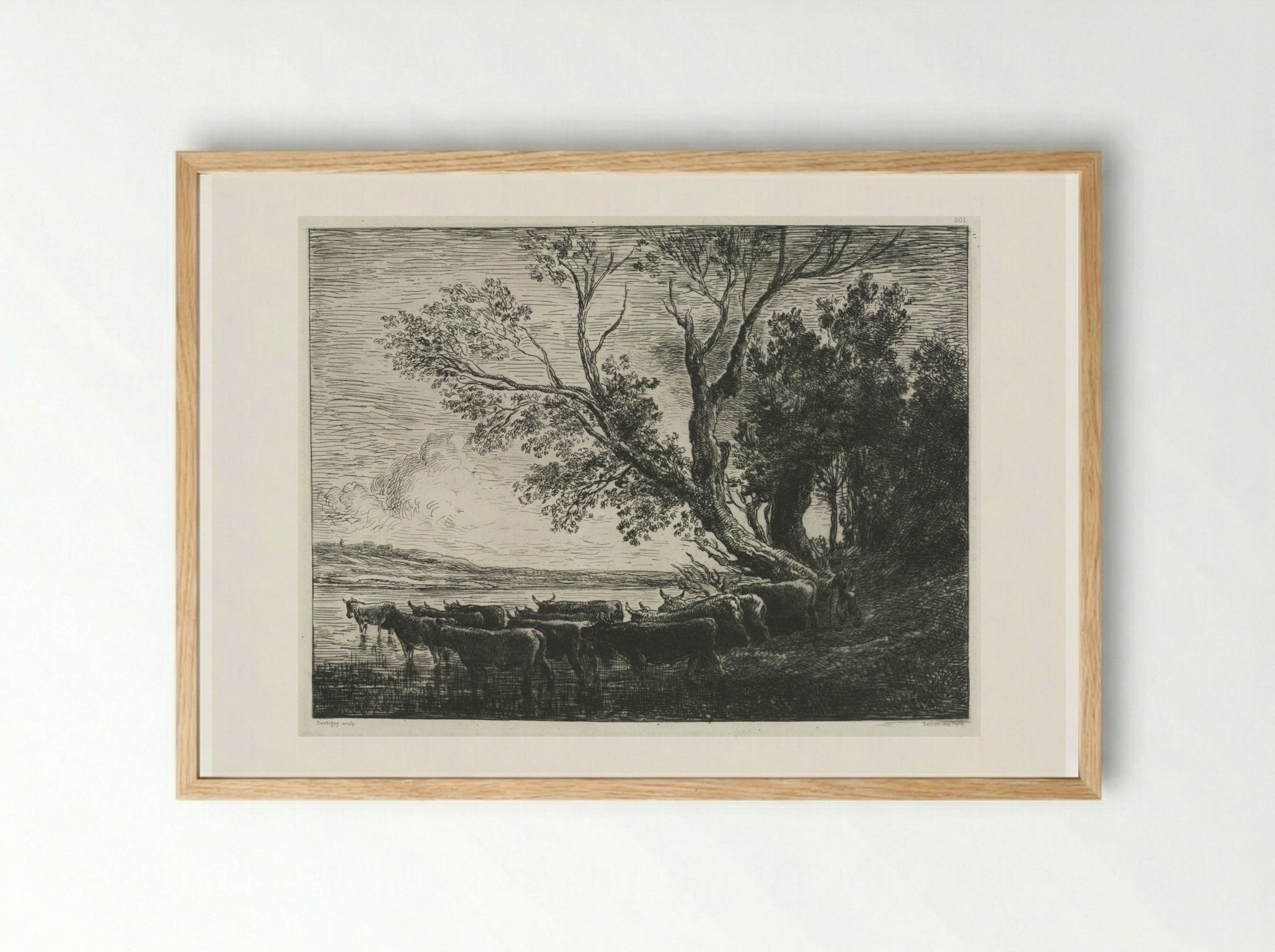 The Ford - Charles-François Daubigny - Framed Print Wood