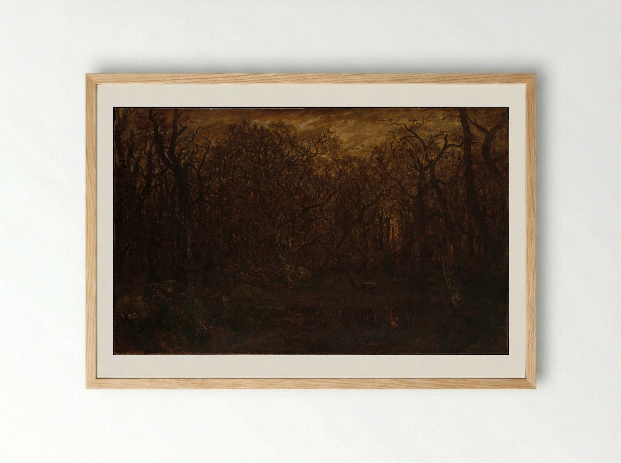 The Forest in Winter at Sunset - Théodore Rousseau - Framed Print Wood