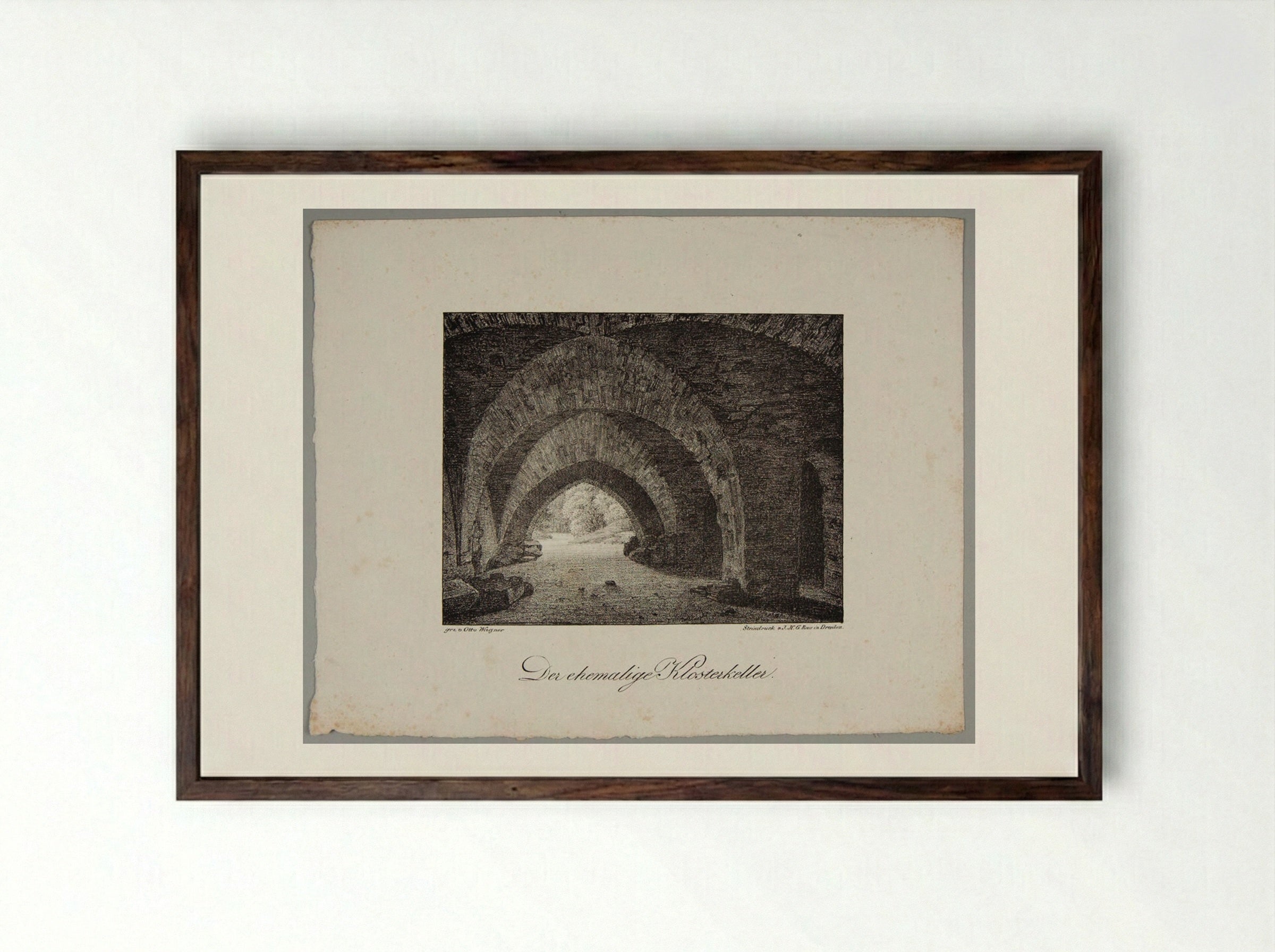 The Former Cloister Cellar - Otto Wagner - Framed Print Dark Wood