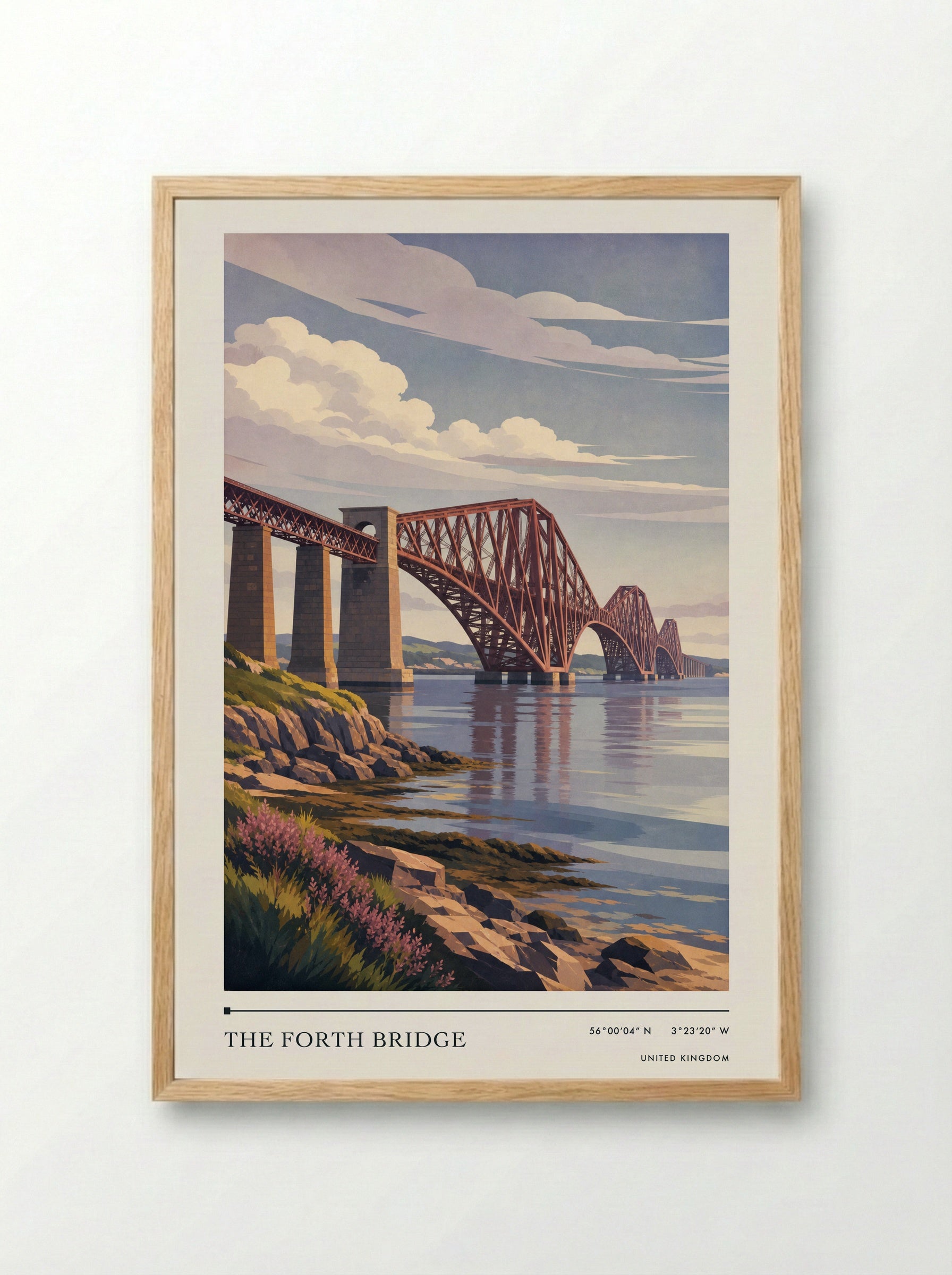 The Forth Bridge United Kingdom Travel Poster - Framed Print Wood