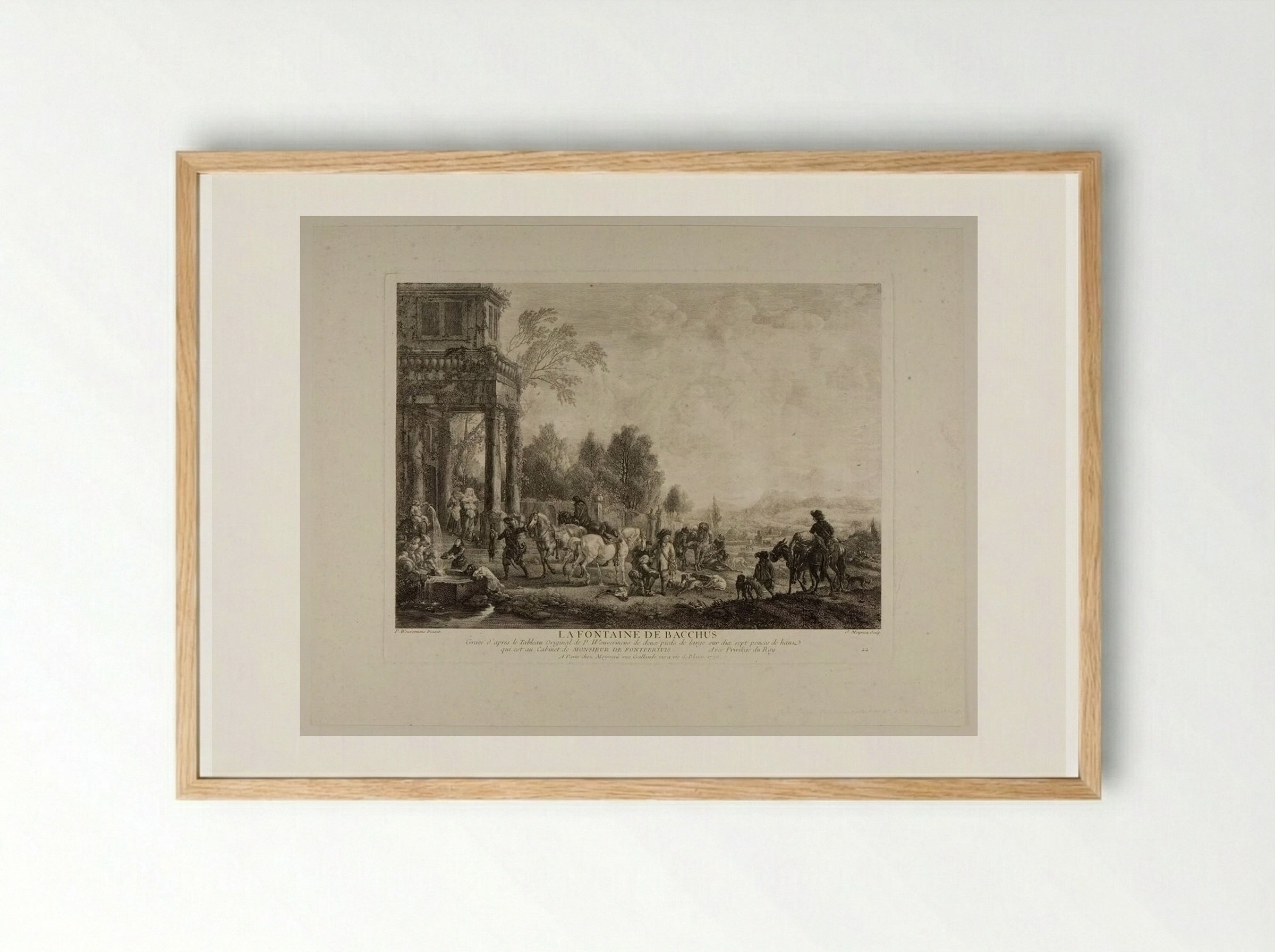 The Fountain of Bacchus - Jean Moyreau - Framed Print Wood