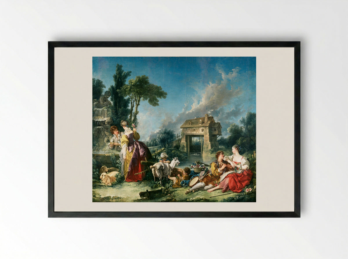 The Fountain of Love - François Boucher - Framed Print Black