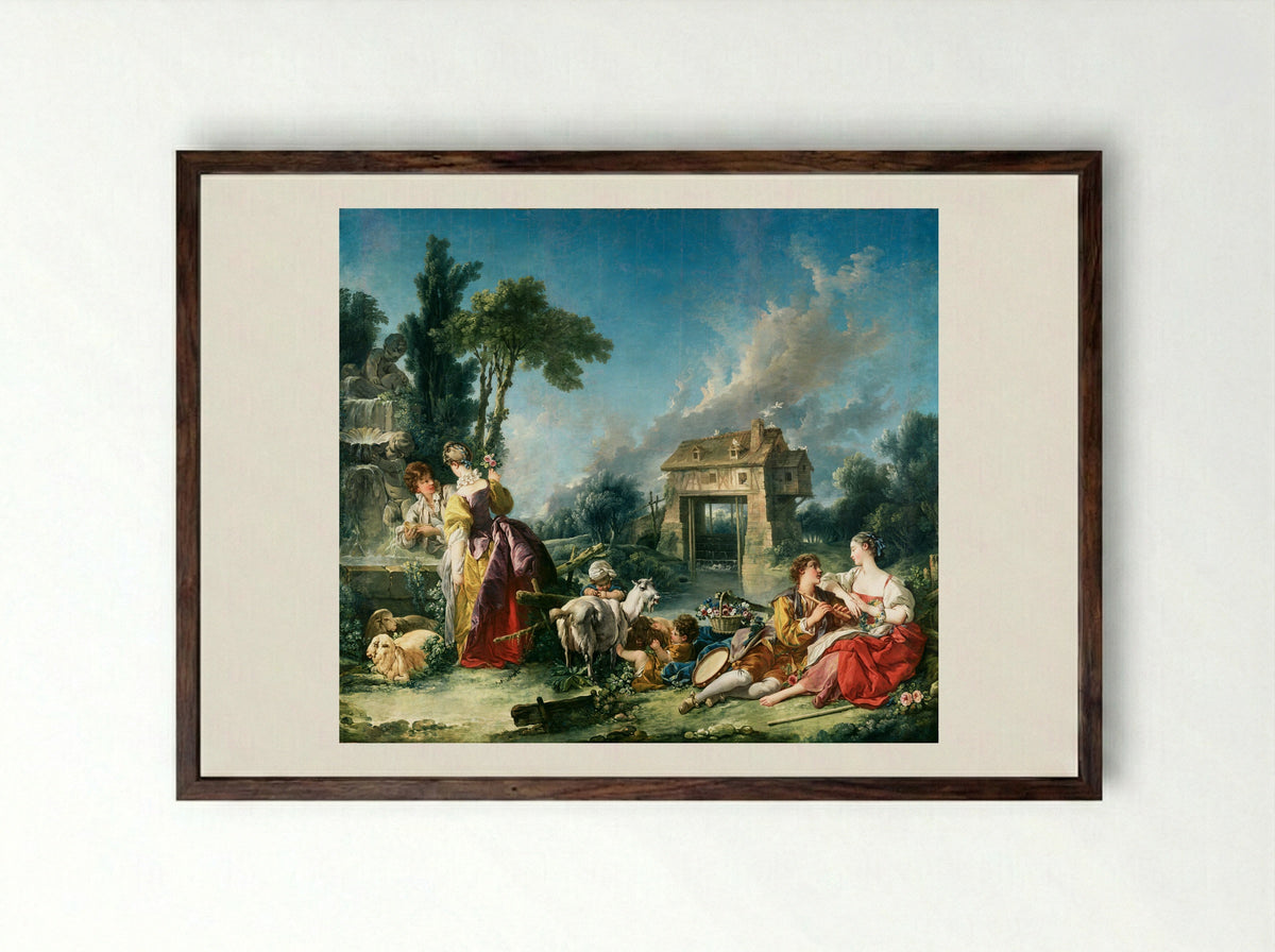 The Fountain of Love - François Boucher - Framed Print Dark Wood