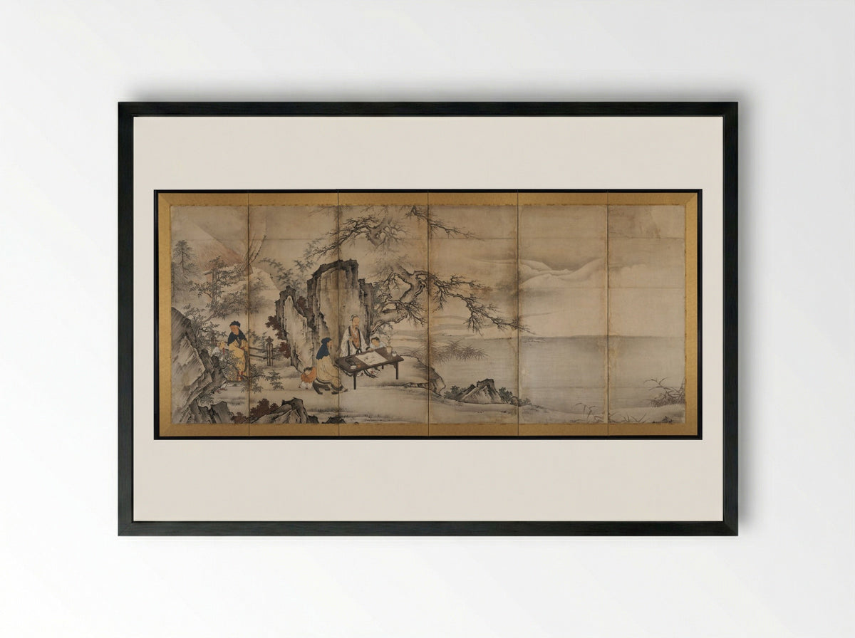 The Four Accomplishments - Kano Shōei - Framed Print Black
