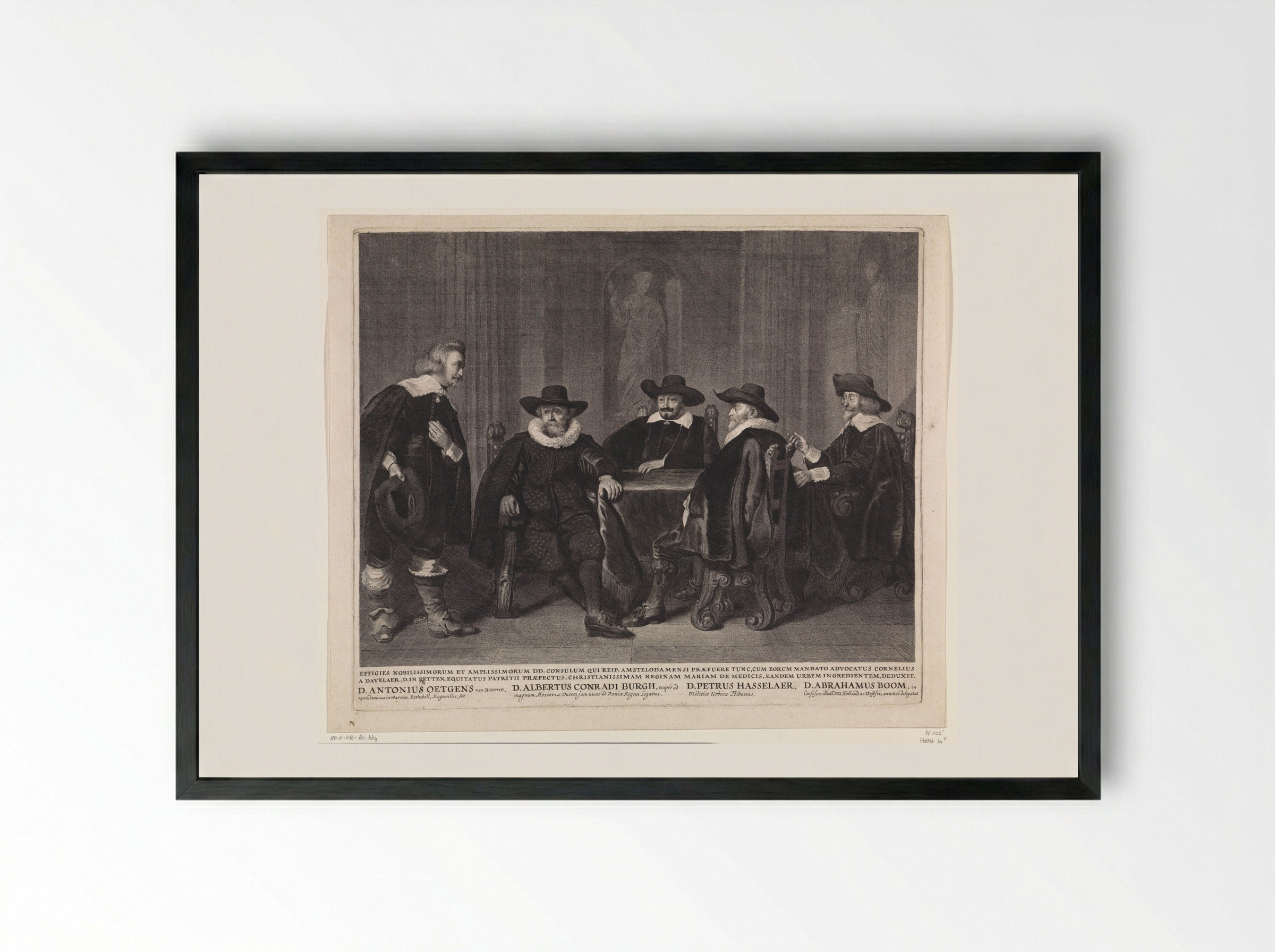 The Four Amsterdam Burgomasters Awaiting the Arrival of Maria de' Medici - Jonas Suyderhoef - Framed Print Black