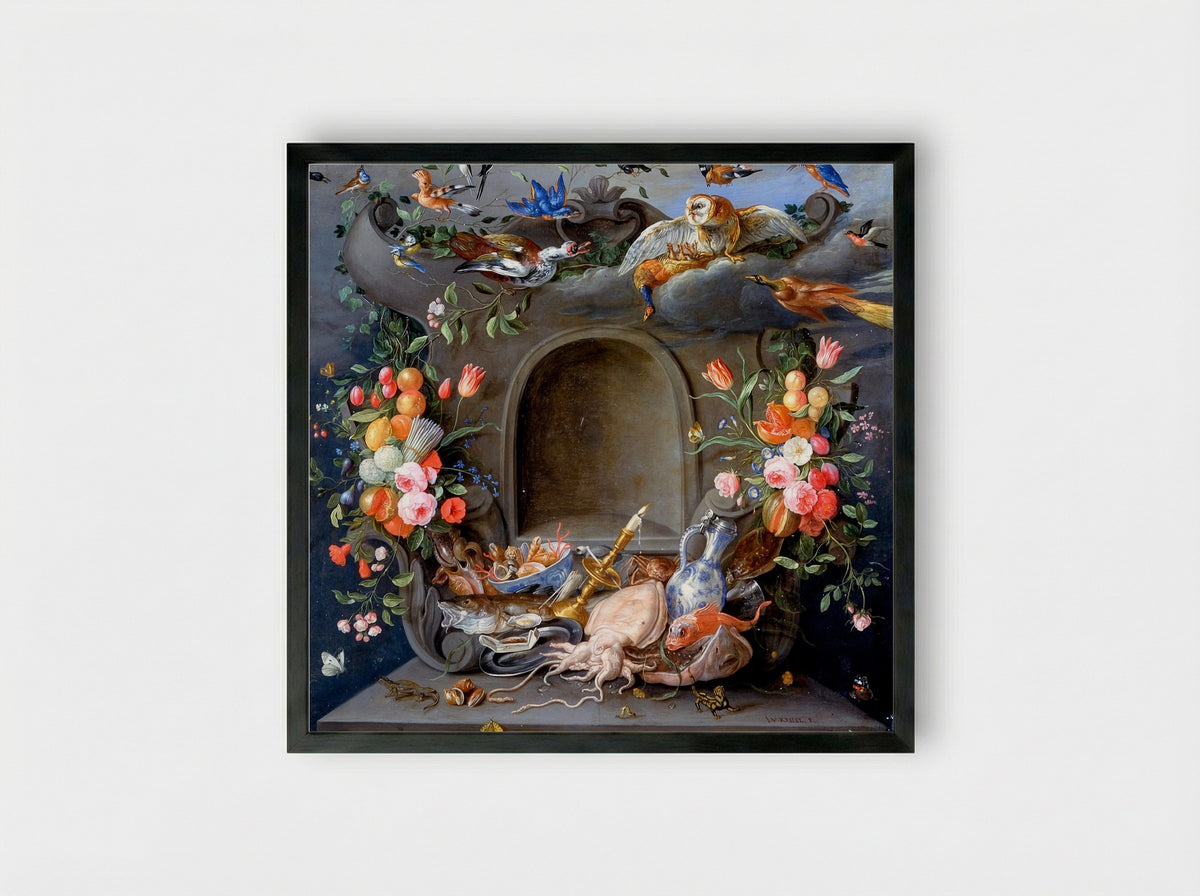 The Four Elements - Jan van Kessel the Elder - Framed Print Black