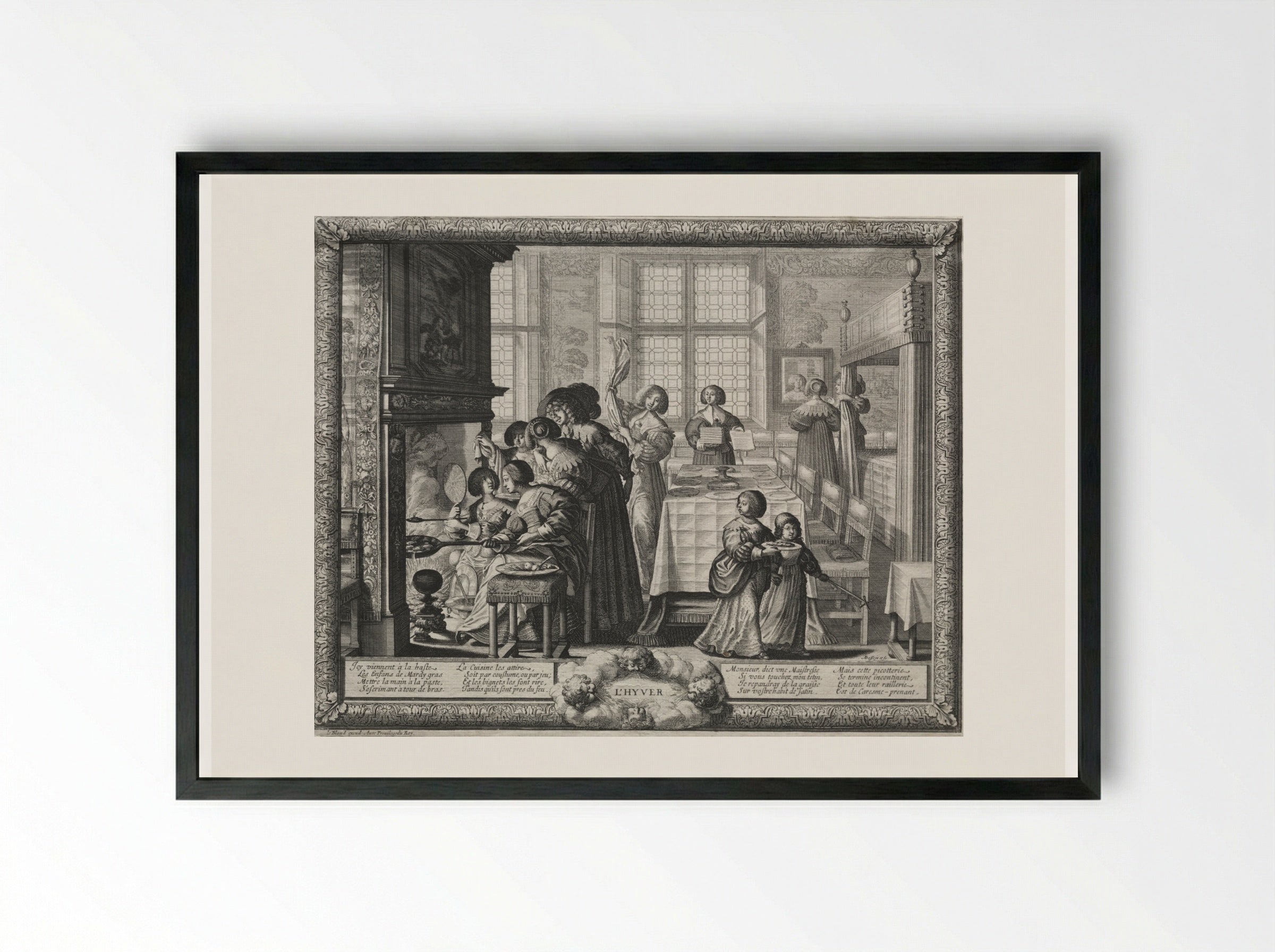 The Four Seasons: Winter - Abraham Bosse - Framed Print Black