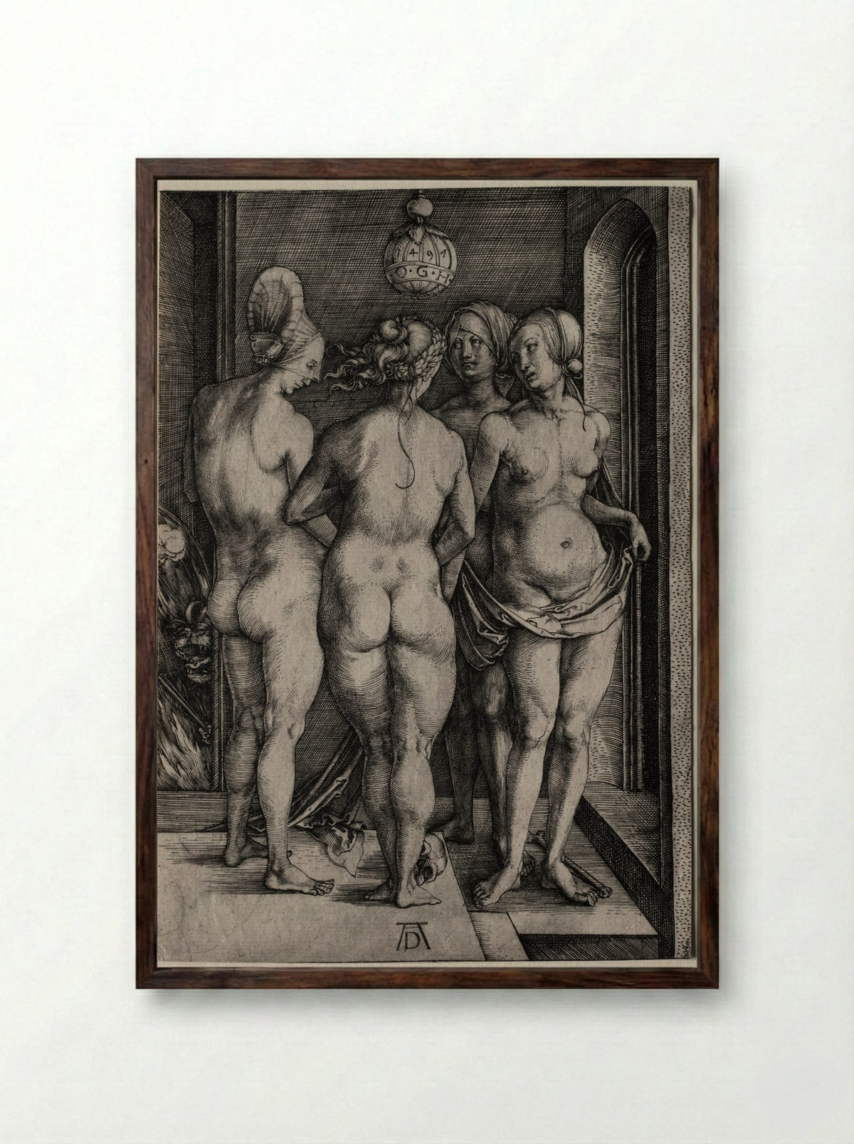 The Four Witches (Four Naked Women) - Albrecht Dürer - Framed Print Dark Wood