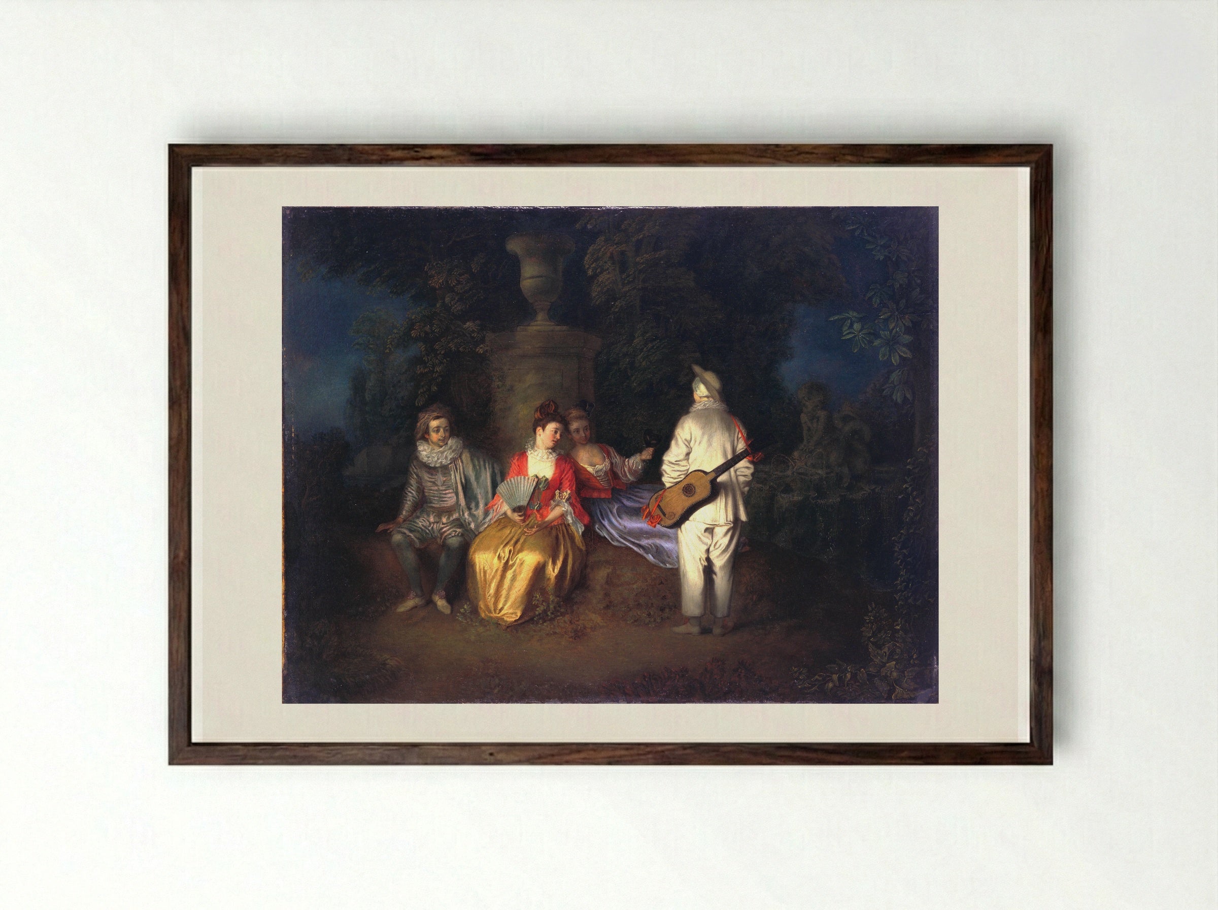 The Foursome - Antoine Watteau - Framed Print Dark Wood