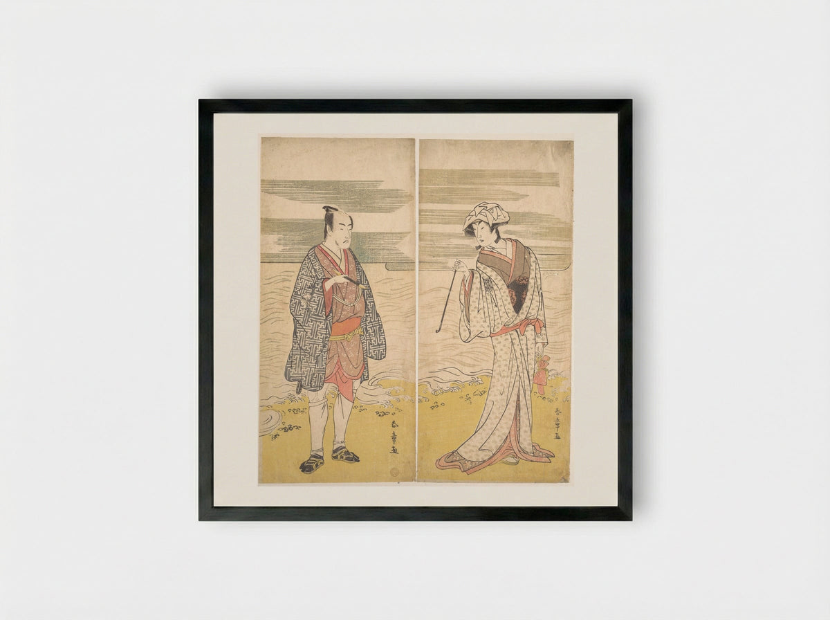 The Fourth Matsumoto Koshiro as a Man Dressed in a Short Kimono - Katsukawa Shunjō - Framed Print Black