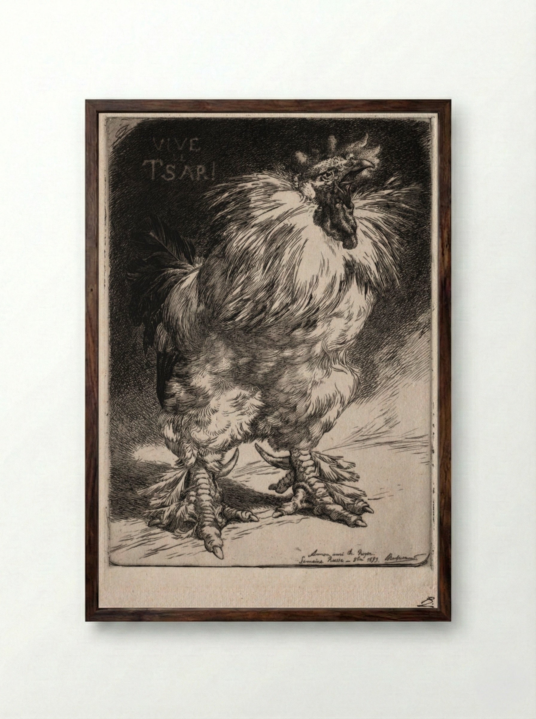 The French Cock - Félix Bracquemond - Framed Print Dark Wood