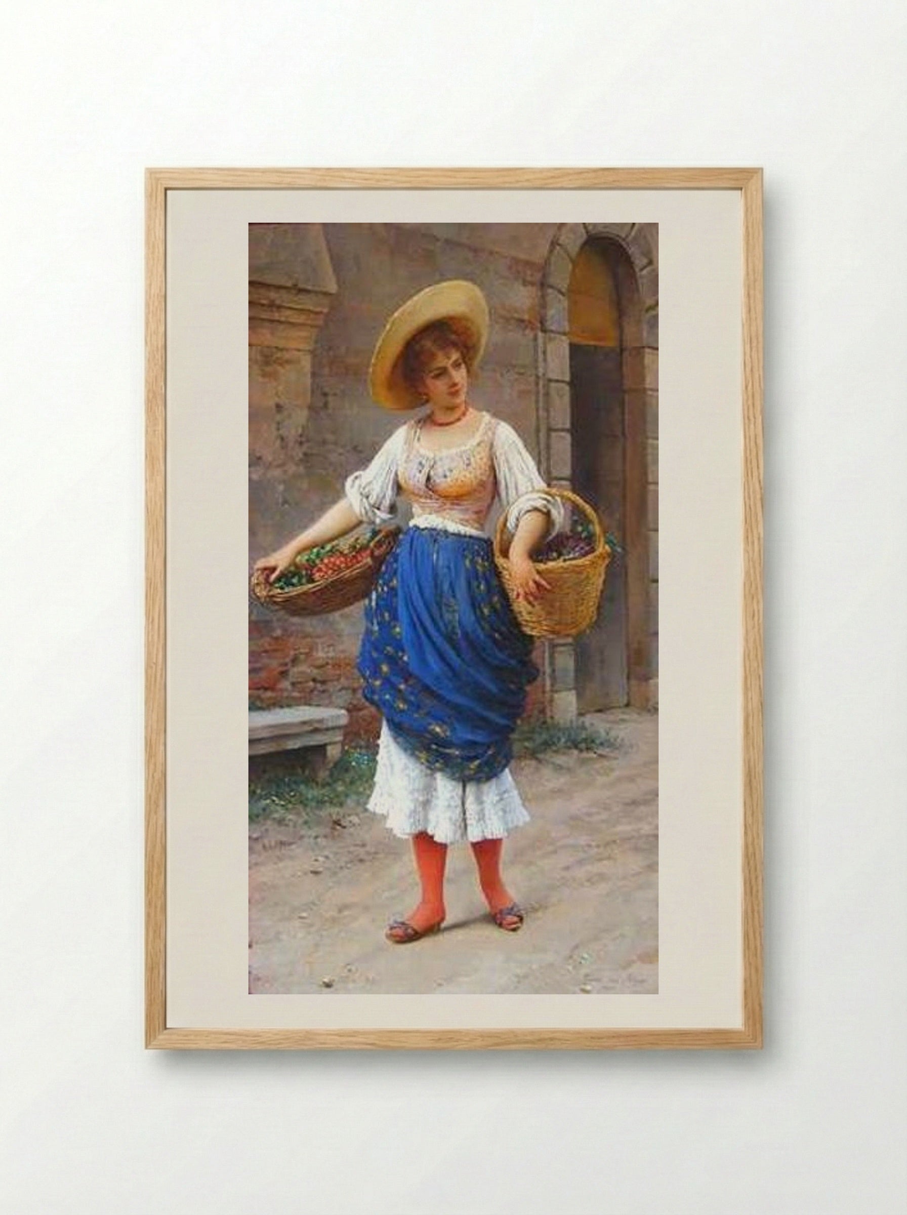 The Fruit Seller - Eugene de Blaas - Framed Print Wood
