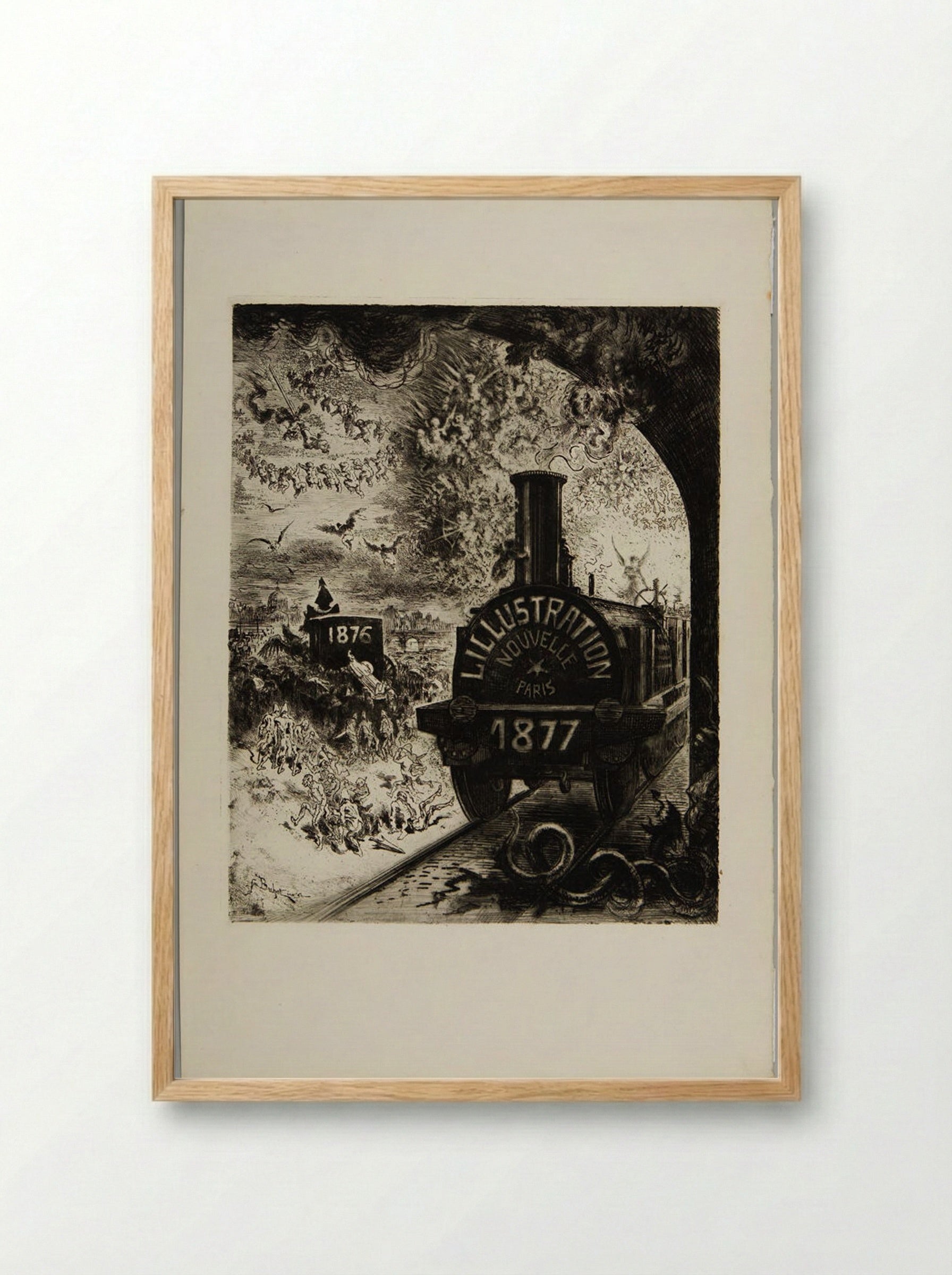 The Funeral of the Burin (Frontispiece) - Félix Hilaire Buhot - Framed Print Wood