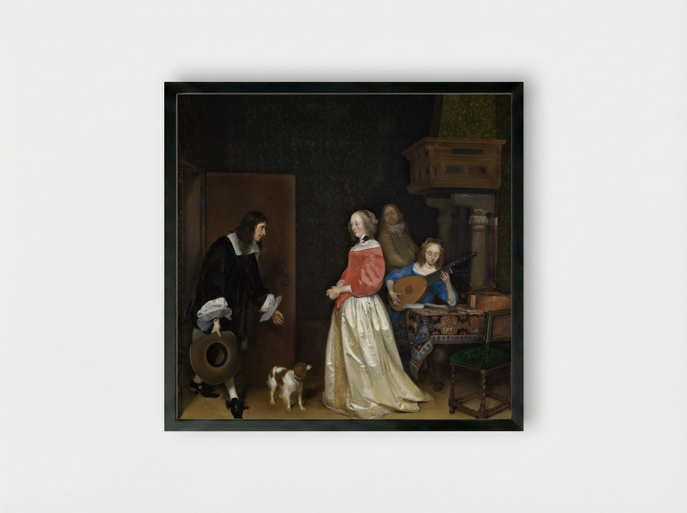 The Gallant Conversation - Gerard ter Borch (II) - Framed Print Black