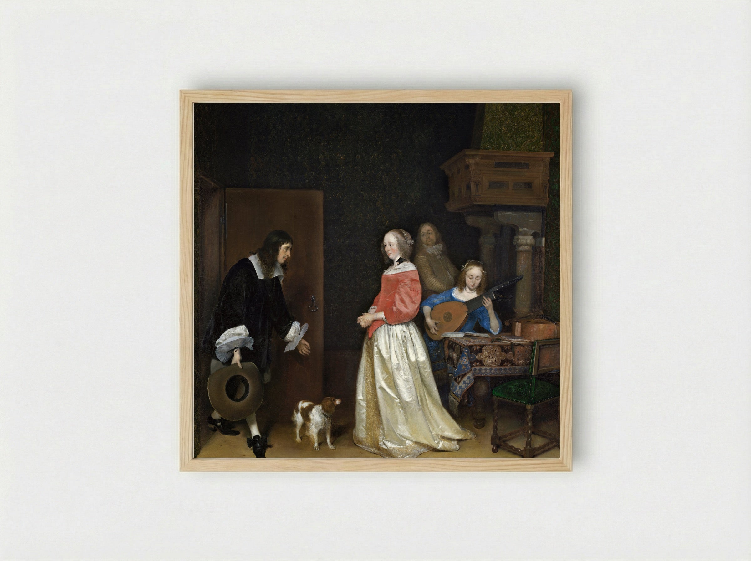 The Gallant Conversation - Gerard ter Borch (II) - Framed Print Wood