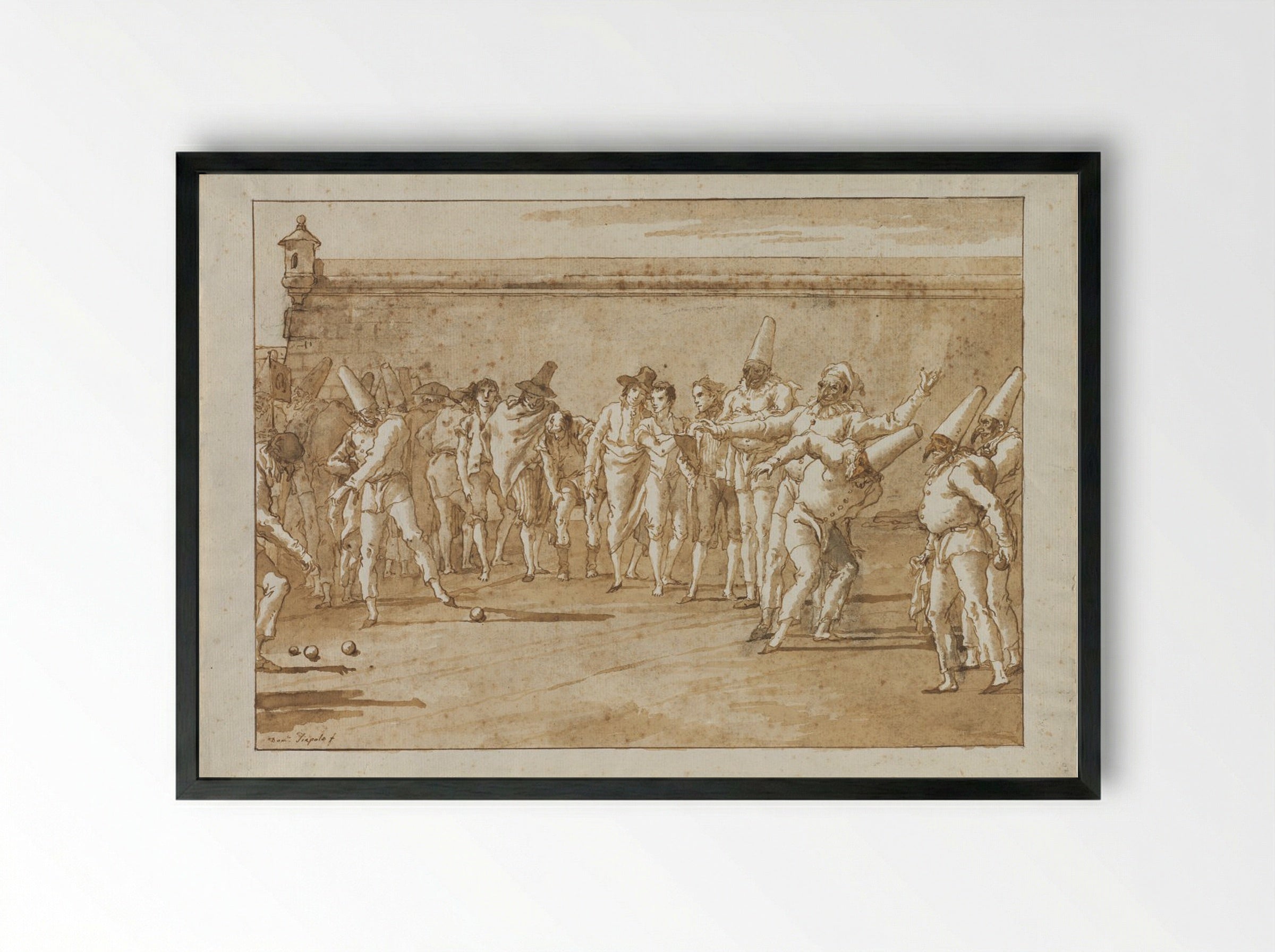The Game of Bowls - Giovanni Domenico Tiepolo - Framed Print Black