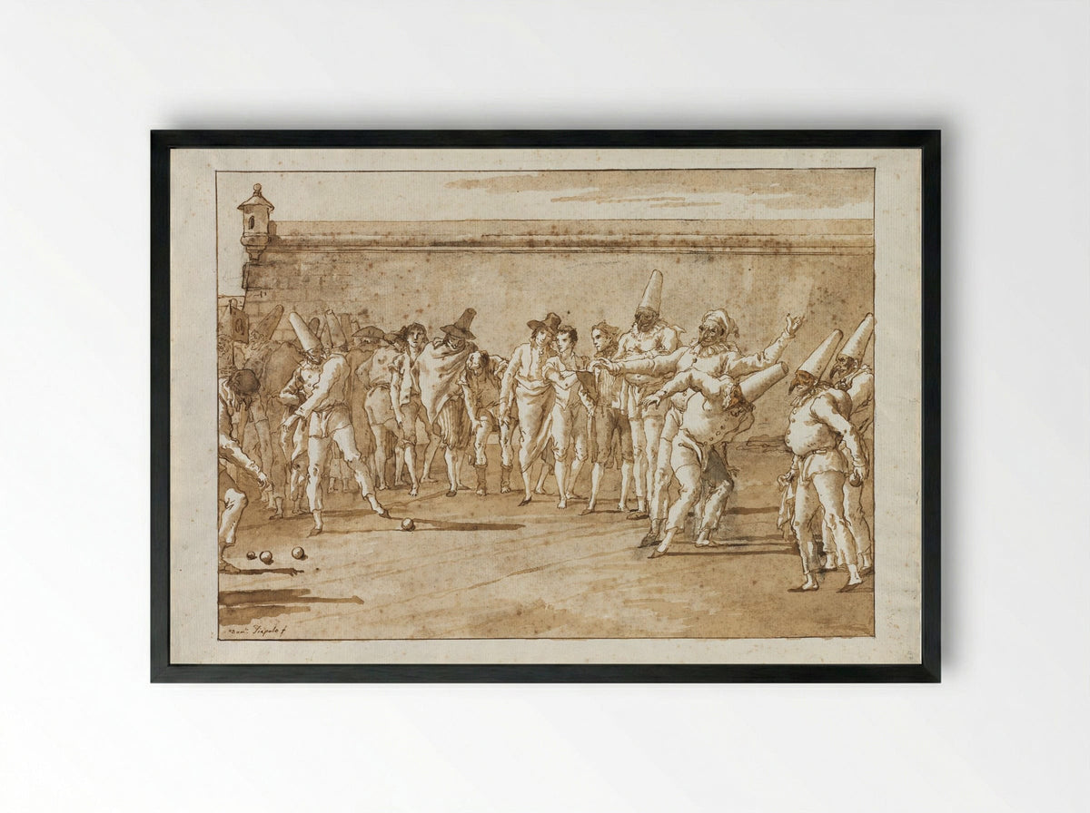 The Game of Bowls - Giovanni Domenico Tiepolo - Framed Print Black