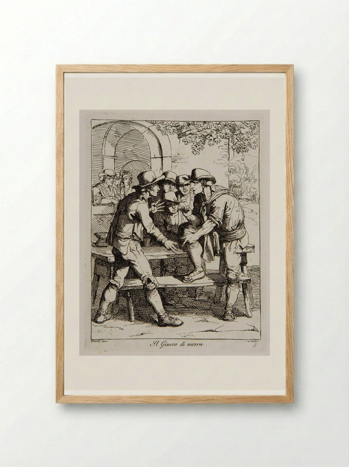 The Game of Morra - Bartolomeo Pinelli - Framed Print Wood