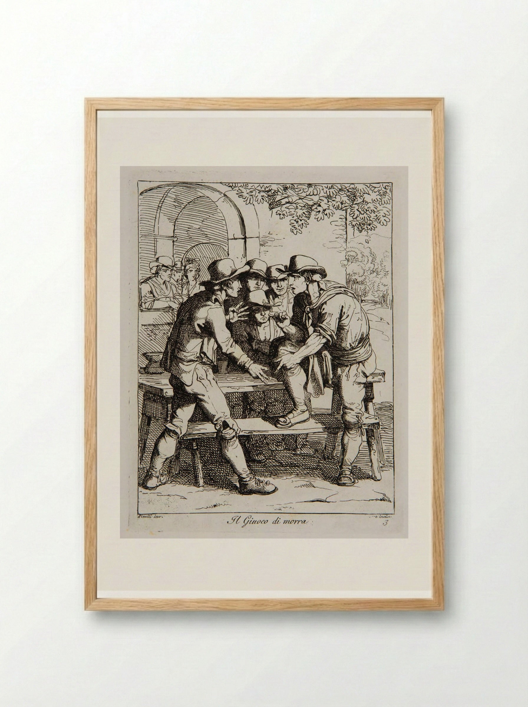 The Game of Morra - Bartolomeo Pinelli - Framed Print Wood