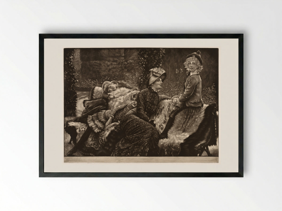 The Garden Bench - James Tissot - Framed Print Black