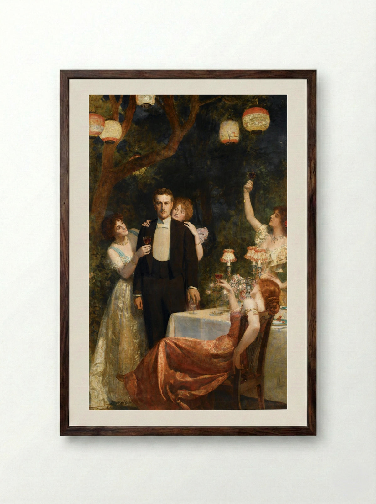 The Garden Party - John Collier - Framed Print Dark Wood