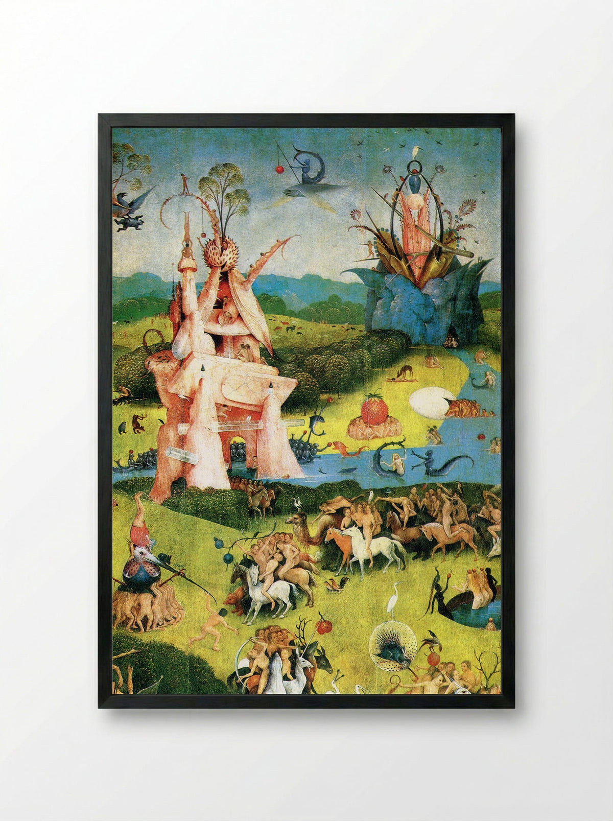 The Garden of Earthly Delights (Central Panel Detail) - Hieronymus Bosch - Framed Print Black
