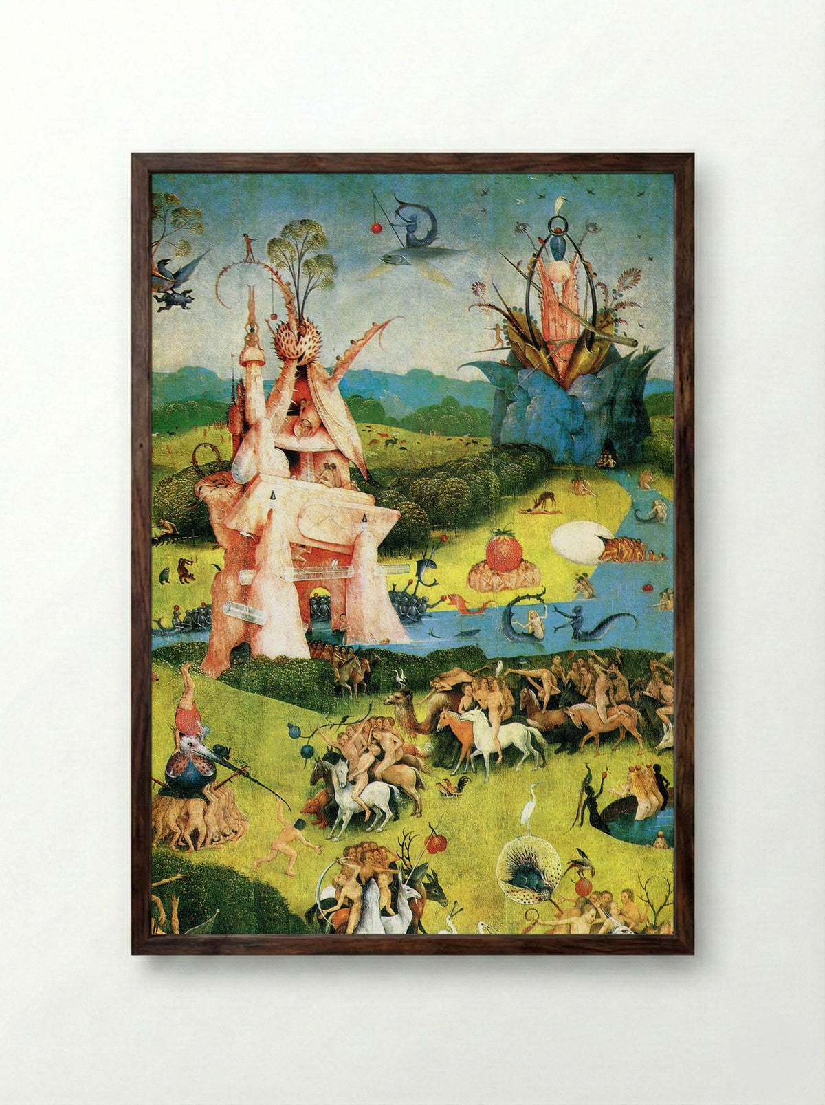 The Garden of Earthly Delights (Central Panel Detail) - Hieronymus Bosch - Framed Print Dark Wood