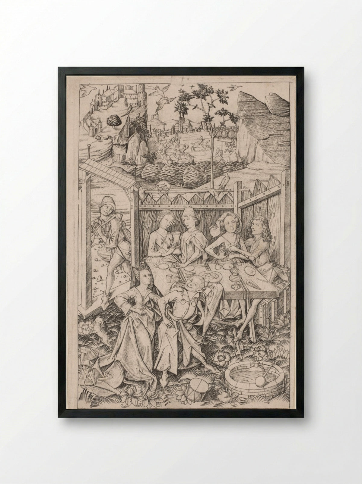 The Garden of Love (Large Plate) - Master ES - Framed Print Black
