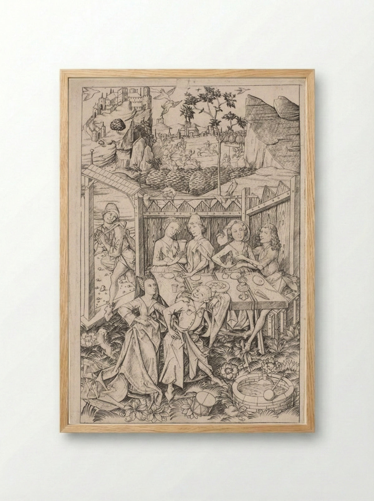 The Garden of Love (Large Plate) - Master ES - Framed Print Wood
