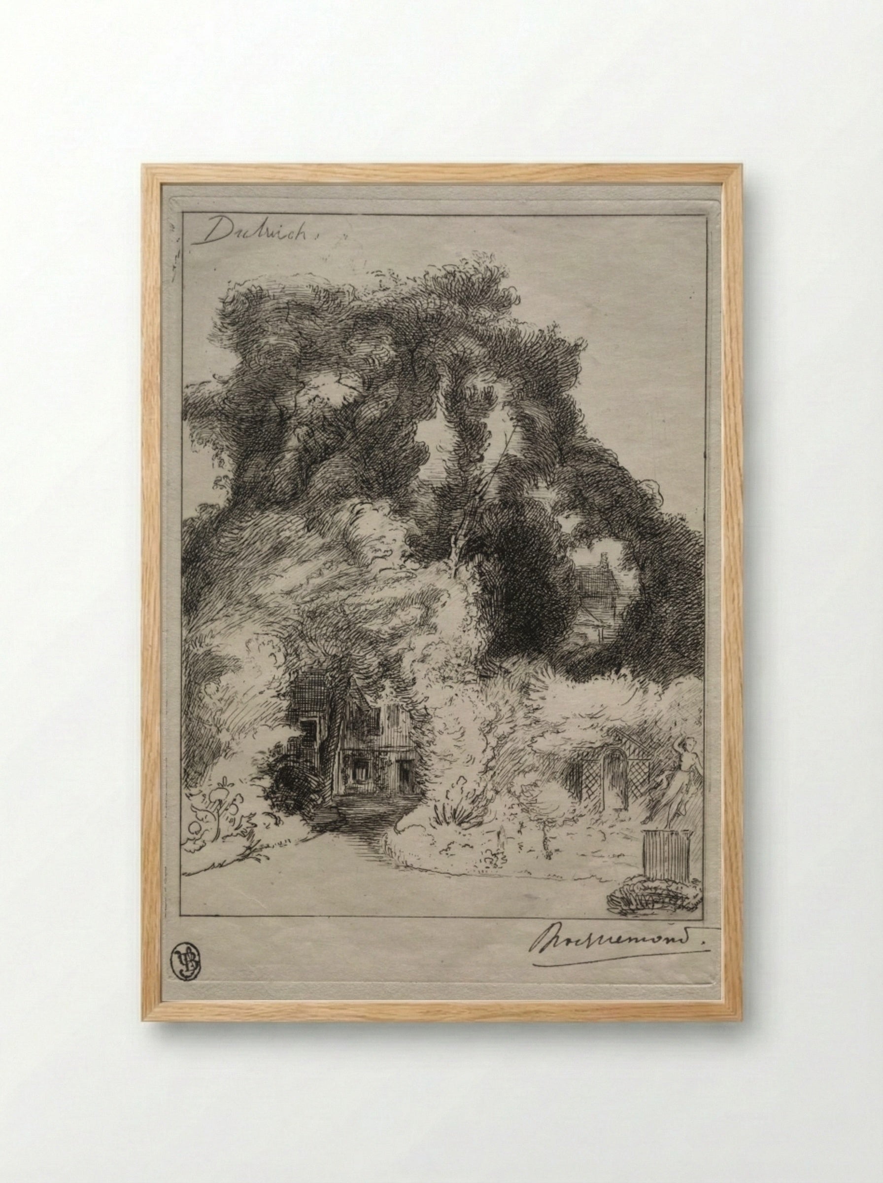 The Garden of the Inn at Dulwich - Félix Bracquemond - Framed Print Wood