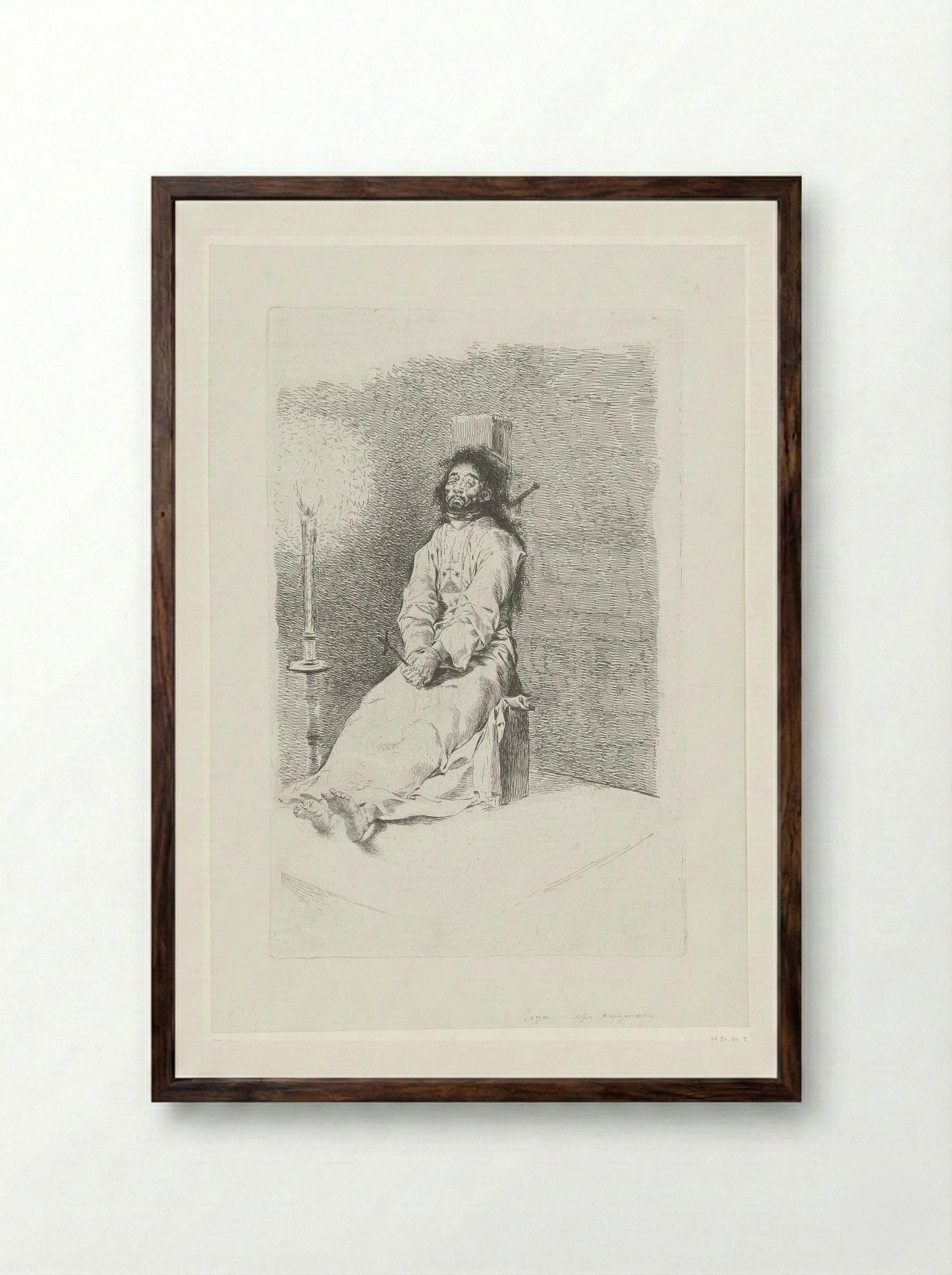 The Garrotted Man - Francisco de Goya - Framed Print Dark Wood