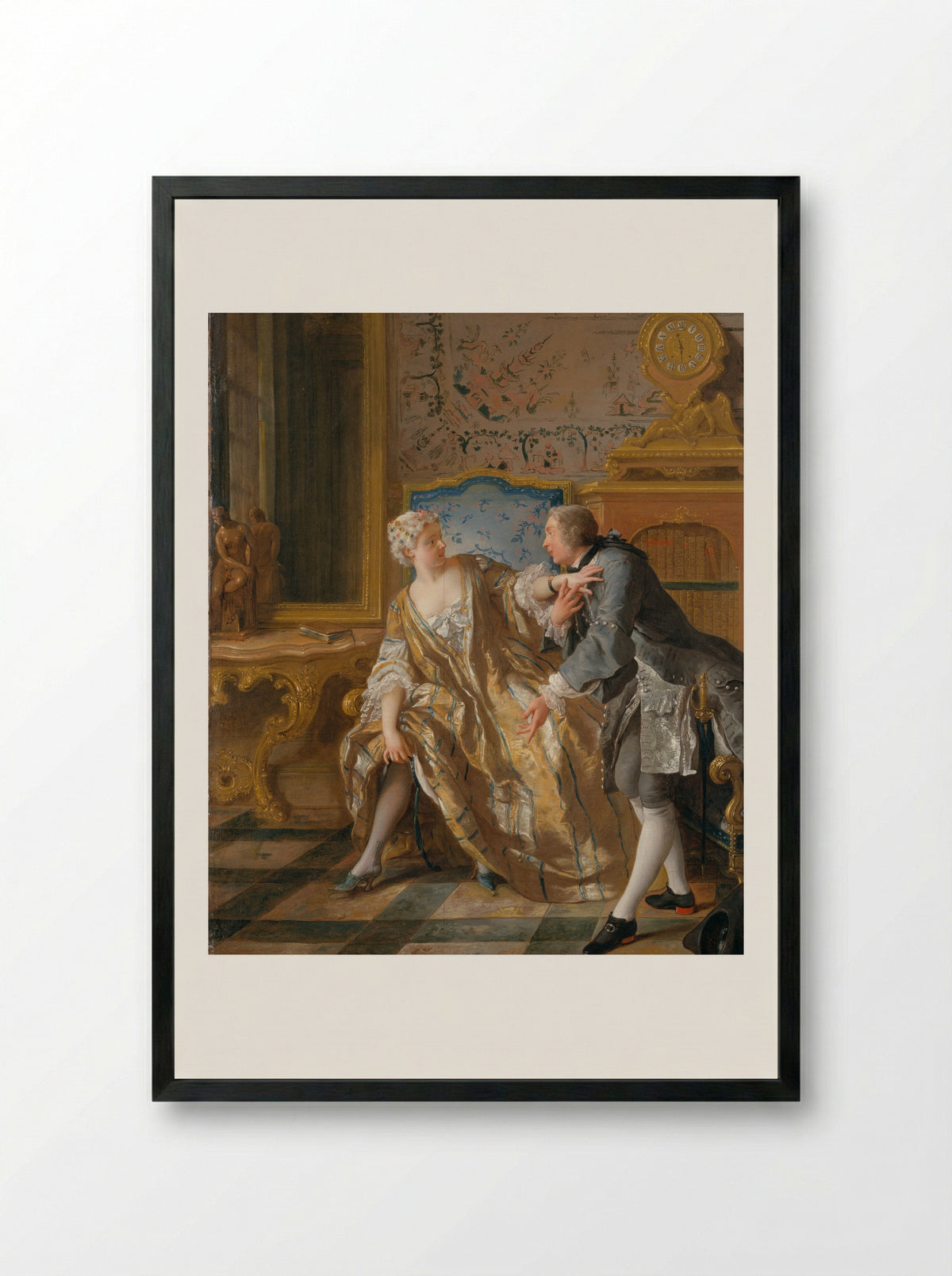 The Garter - Jean François de Troy - Framed Print Black