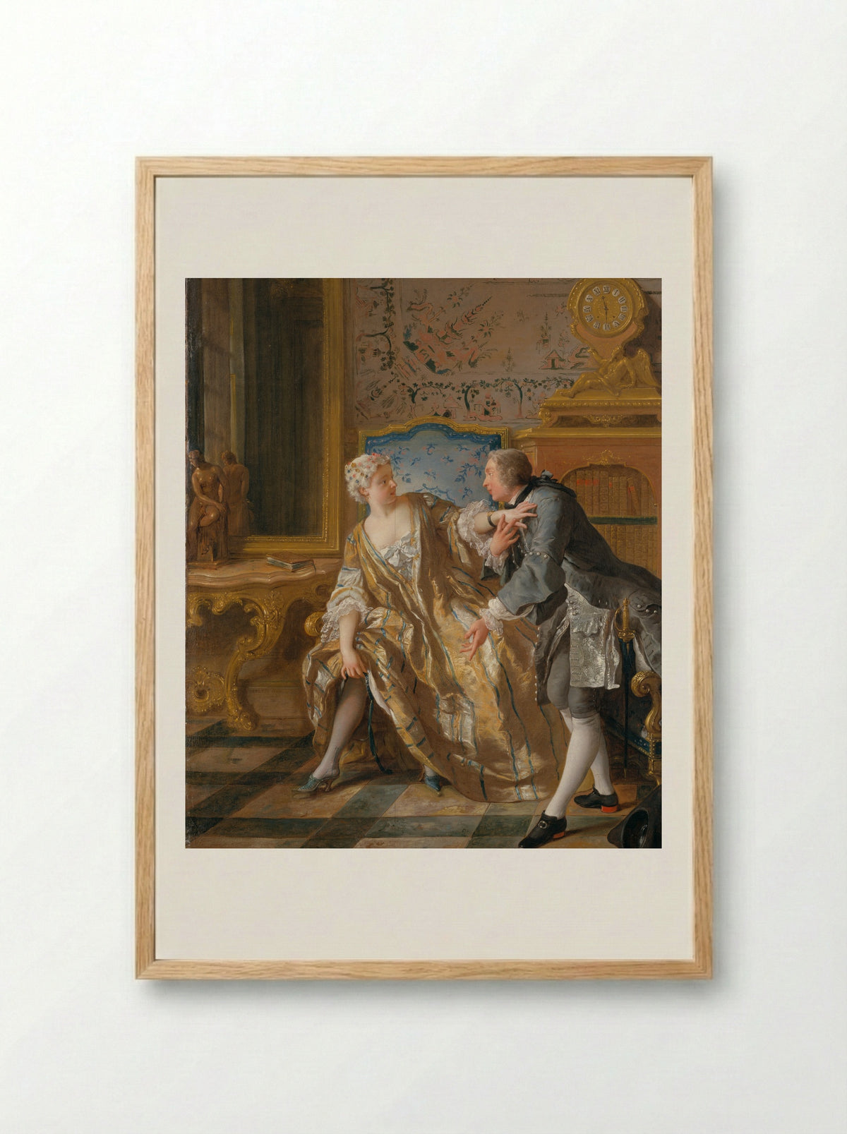 The Garter - Jean François de Troy - Framed Print Wood