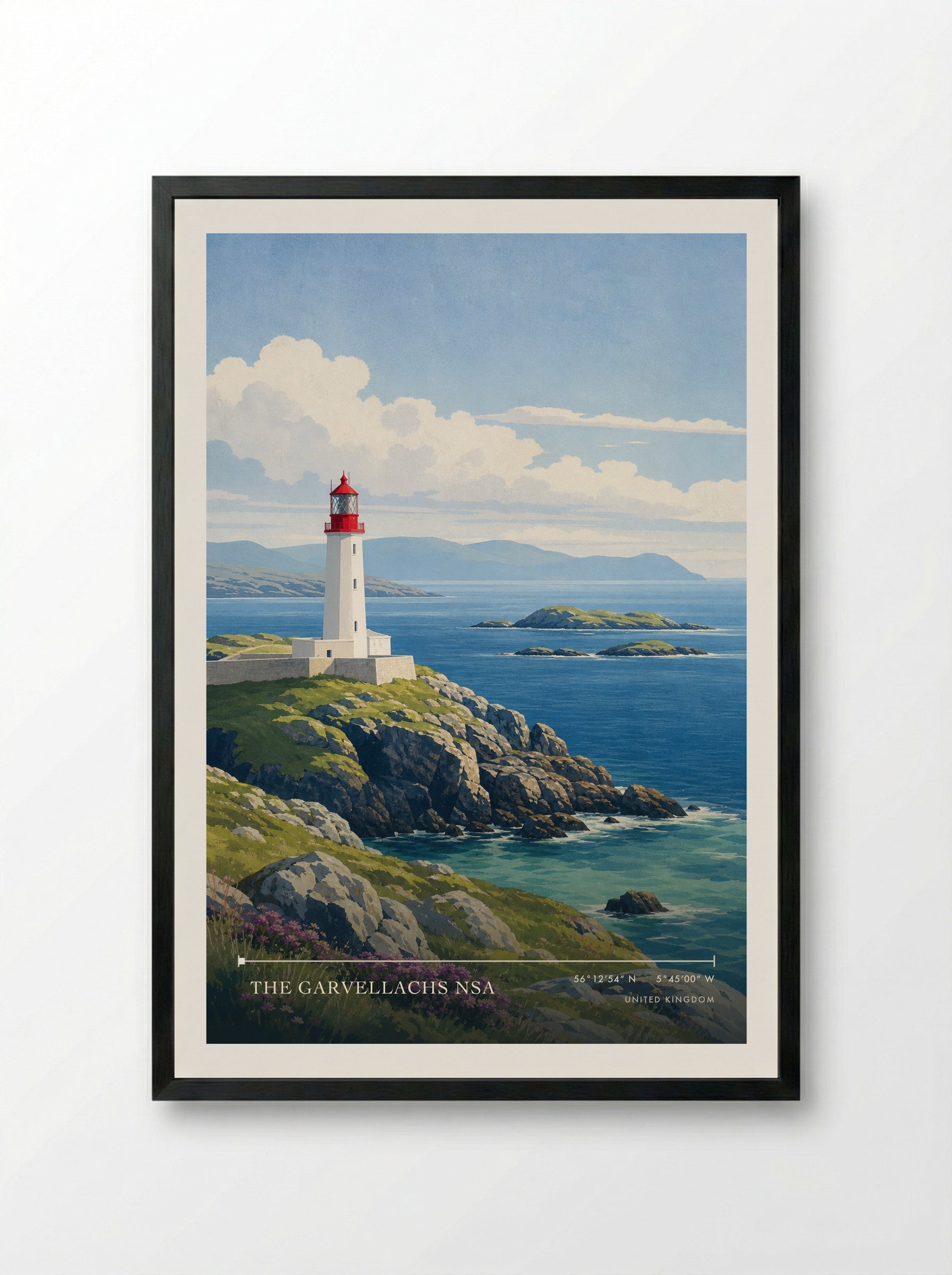 The Garvellachs NSA United Kingdom Travel Poster - Framed Print Black