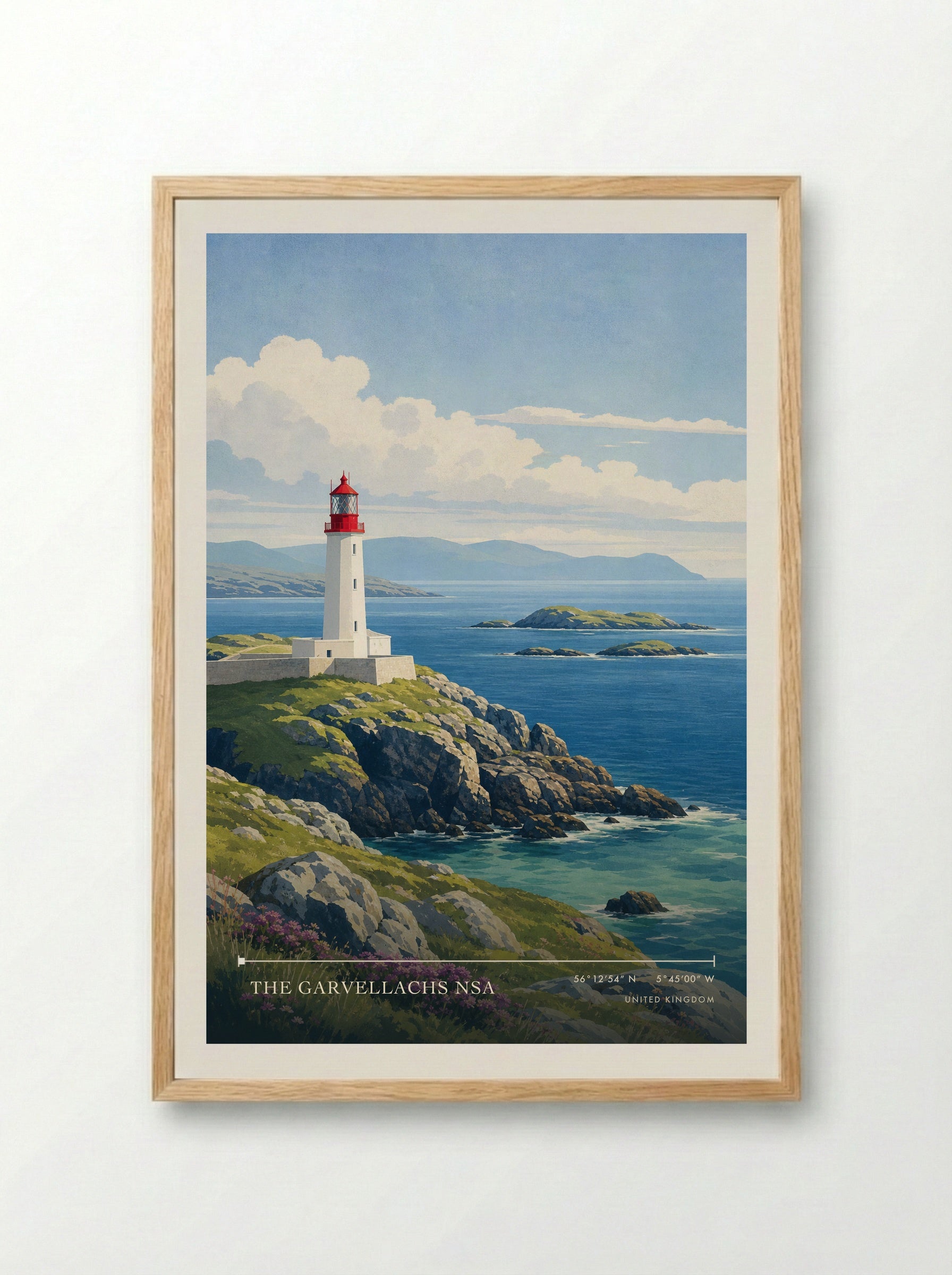 The Garvellachs NSA United Kingdom Travel Poster - Framed Print Wood