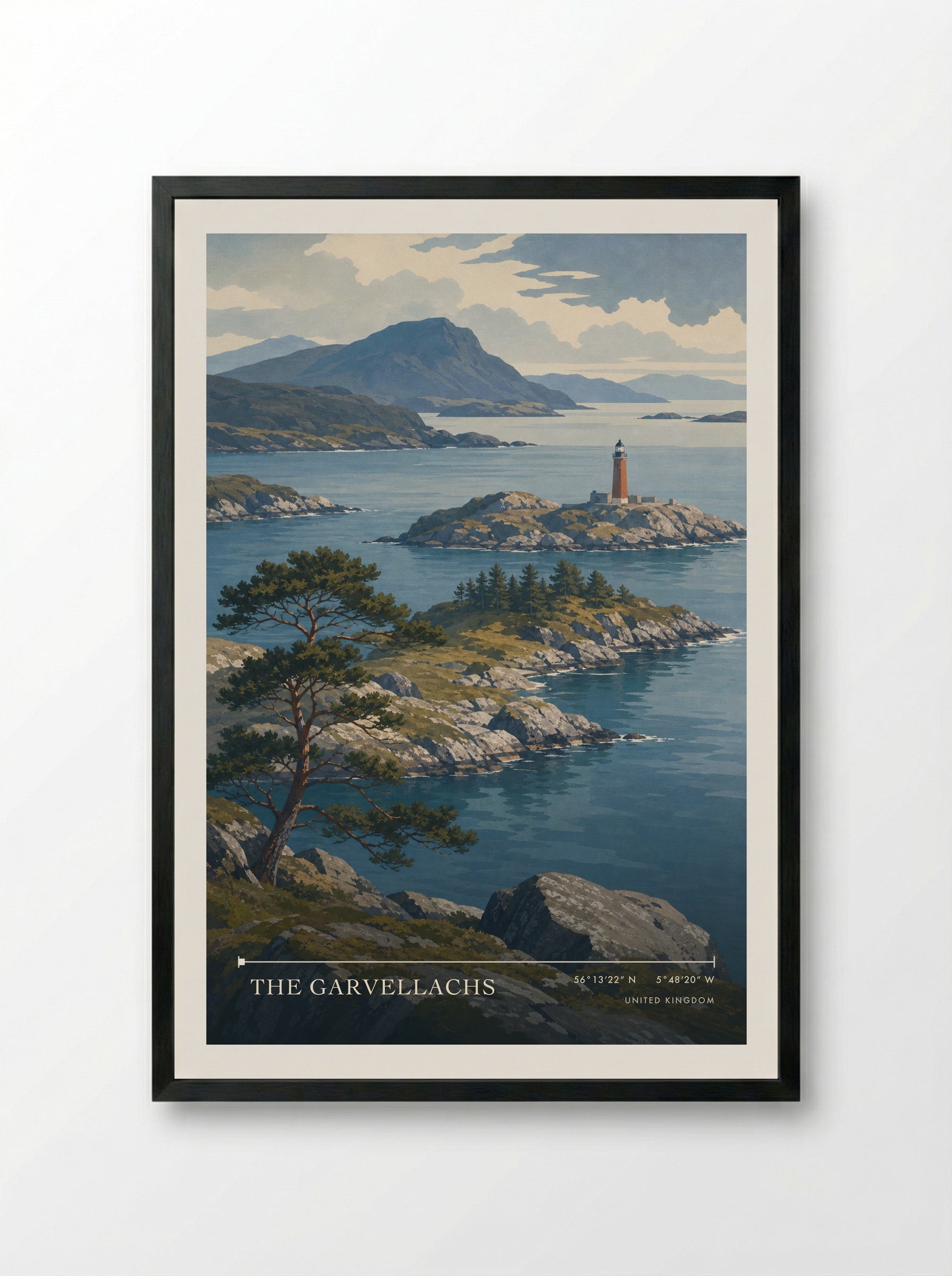 The Garvellachs United Kingdom Travel Poster - Framed Print Black