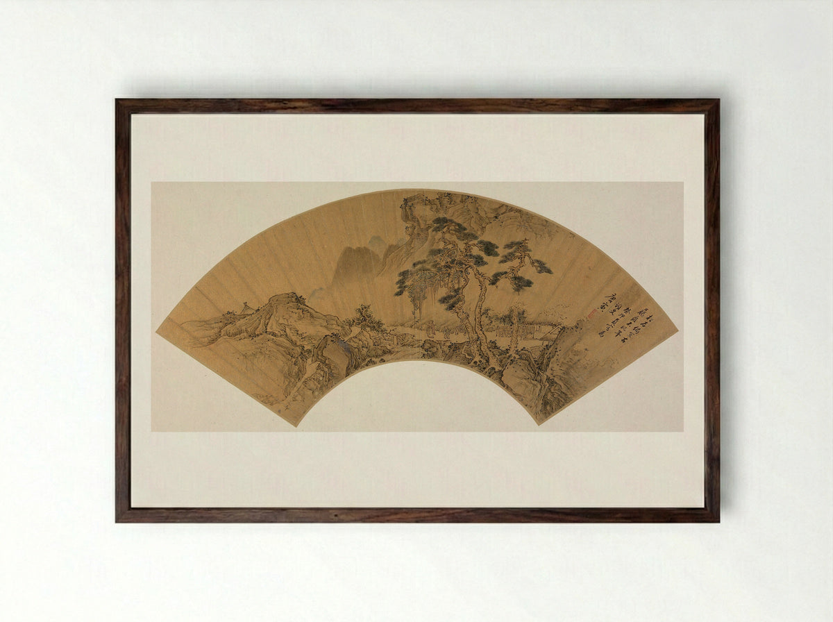 The Gathering at the Orchid Pavilion - Tang Yin - Framed Print Dark Wood