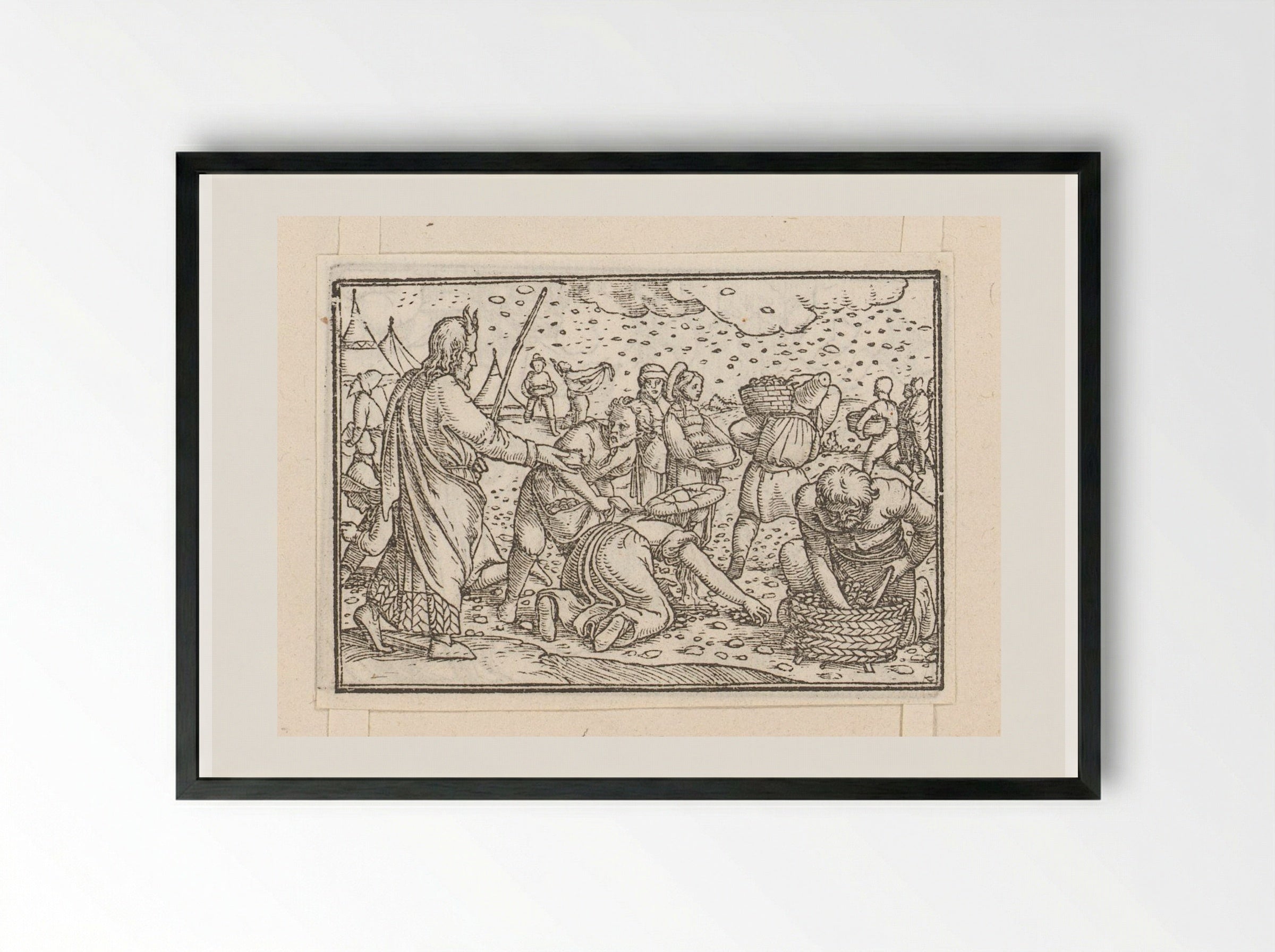 The Gathering of the Manna - Veit Rudolf Specklin - Framed Print Black