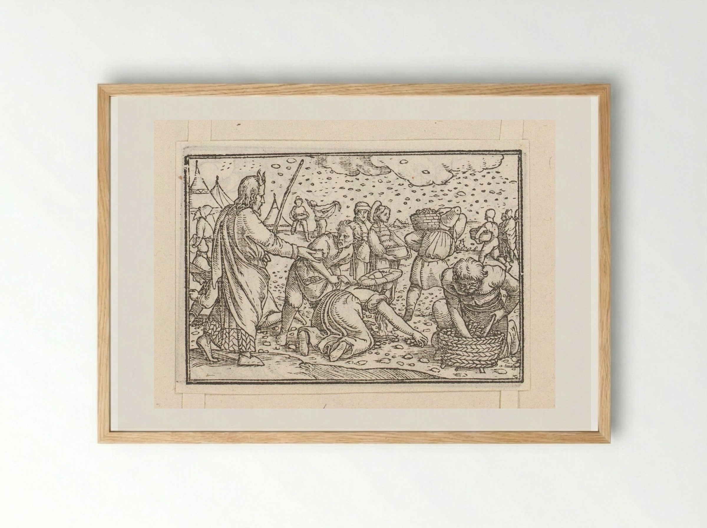 The Gathering of the Manna - Veit Rudolf Specklin - Framed Print Wood