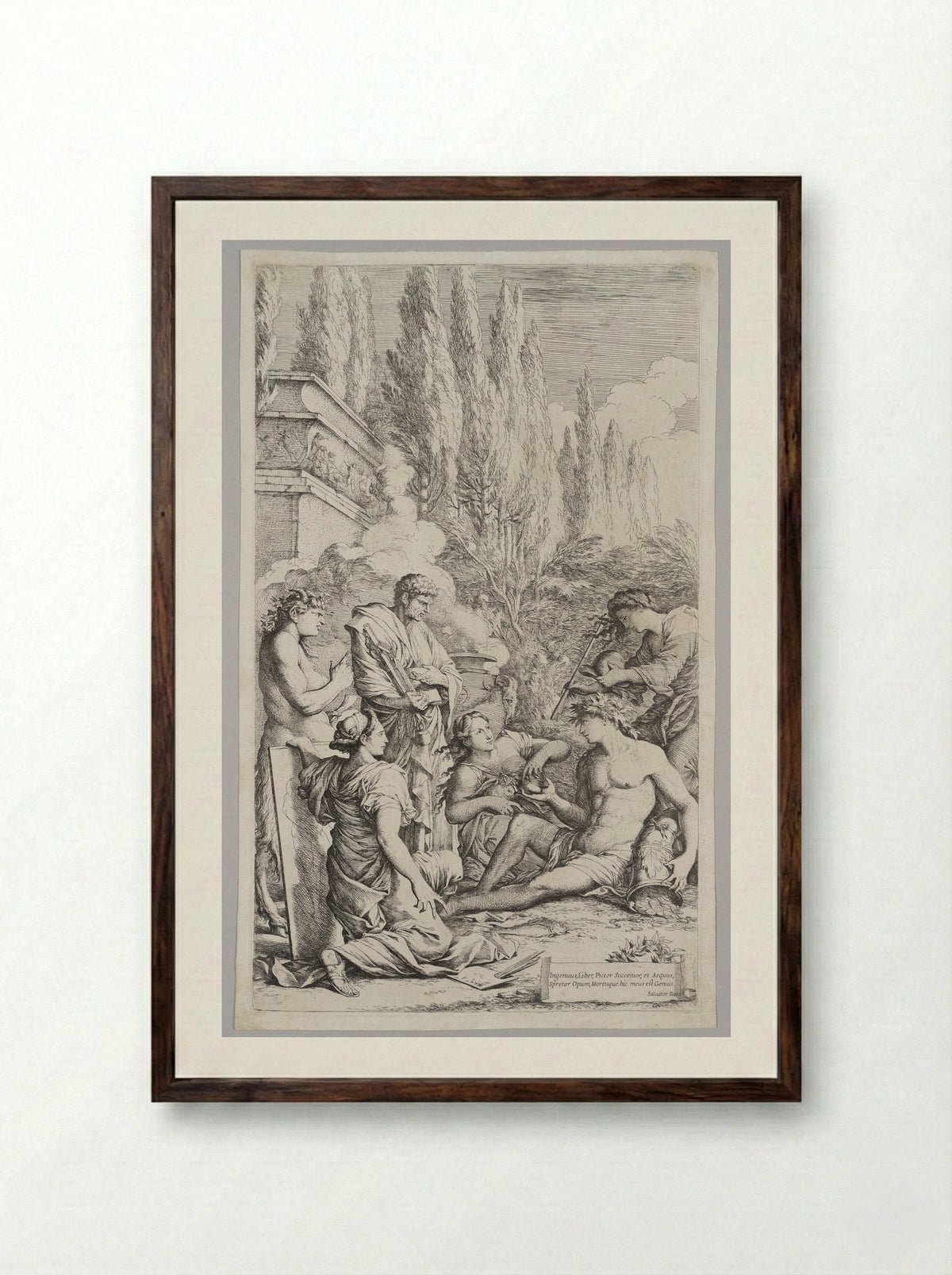 The Genius of Salvator Rosa - Salvator Rosa - Framed Print Dark Wood