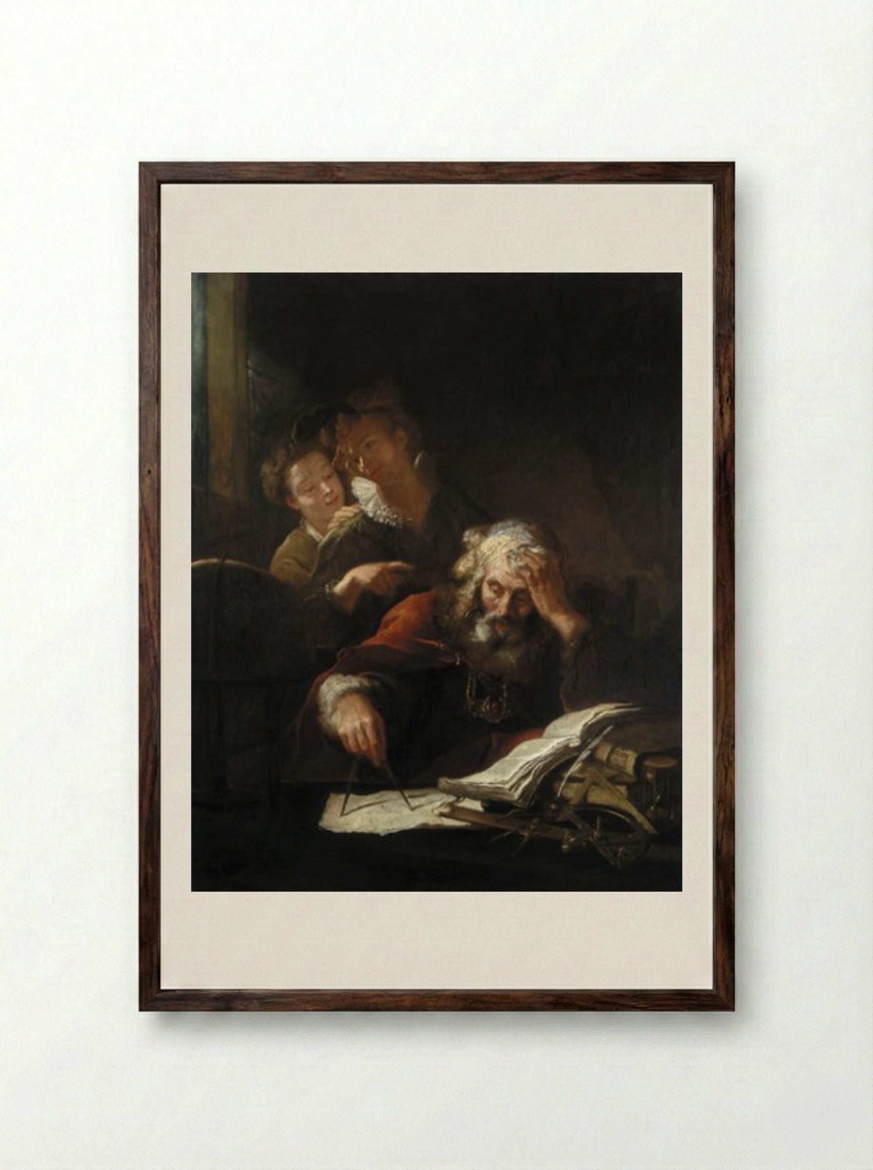 The Geometrician - Antoine Pesne - Framed Print Dark Wood