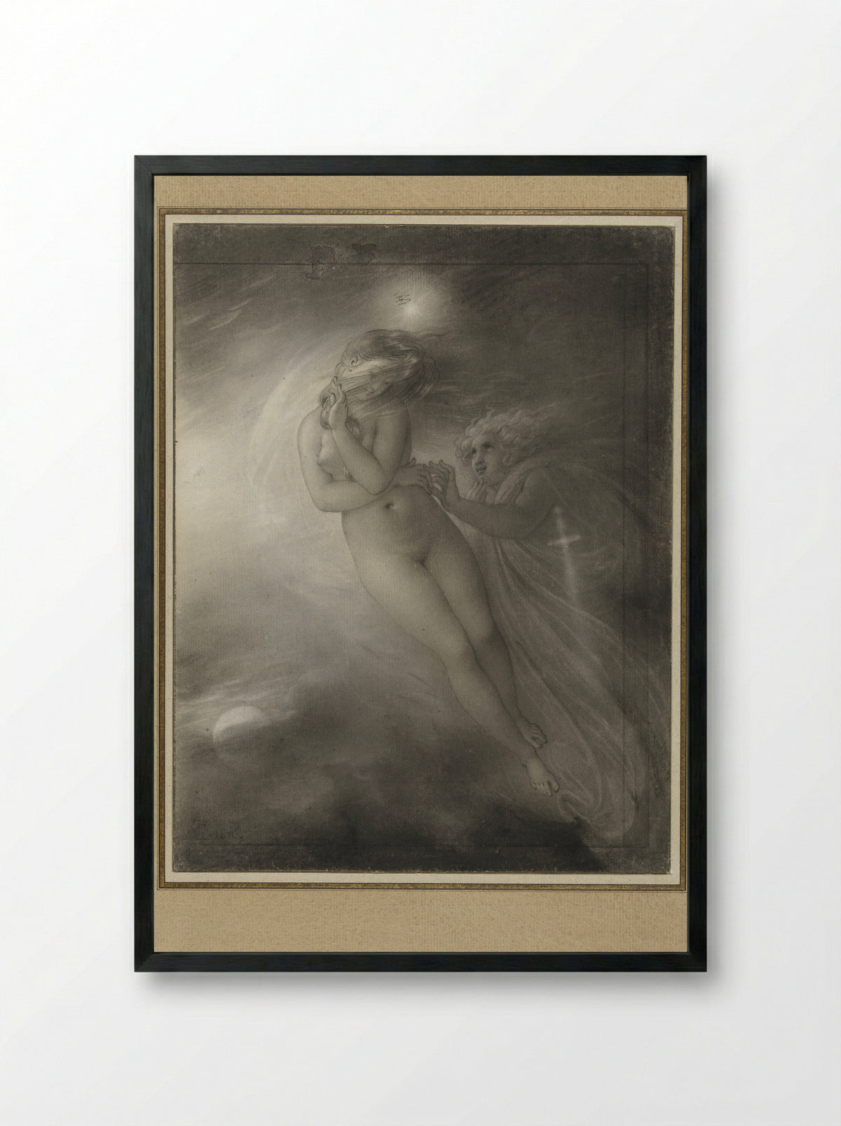 The Ghosts of Malvina and Oscar - Anne-Louis Girodet-Trioson - Framed Print Black