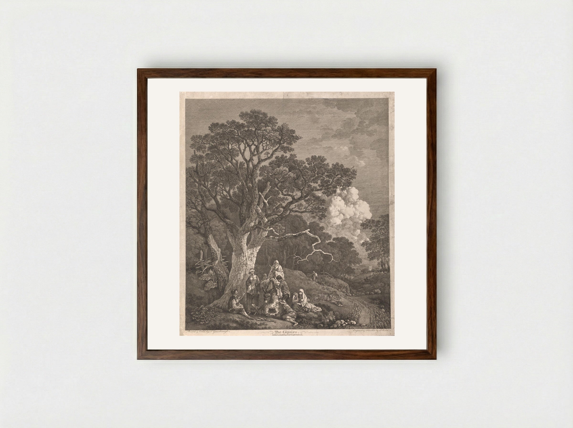 The Gipsies - John Wood - Framed Print Dark Wood