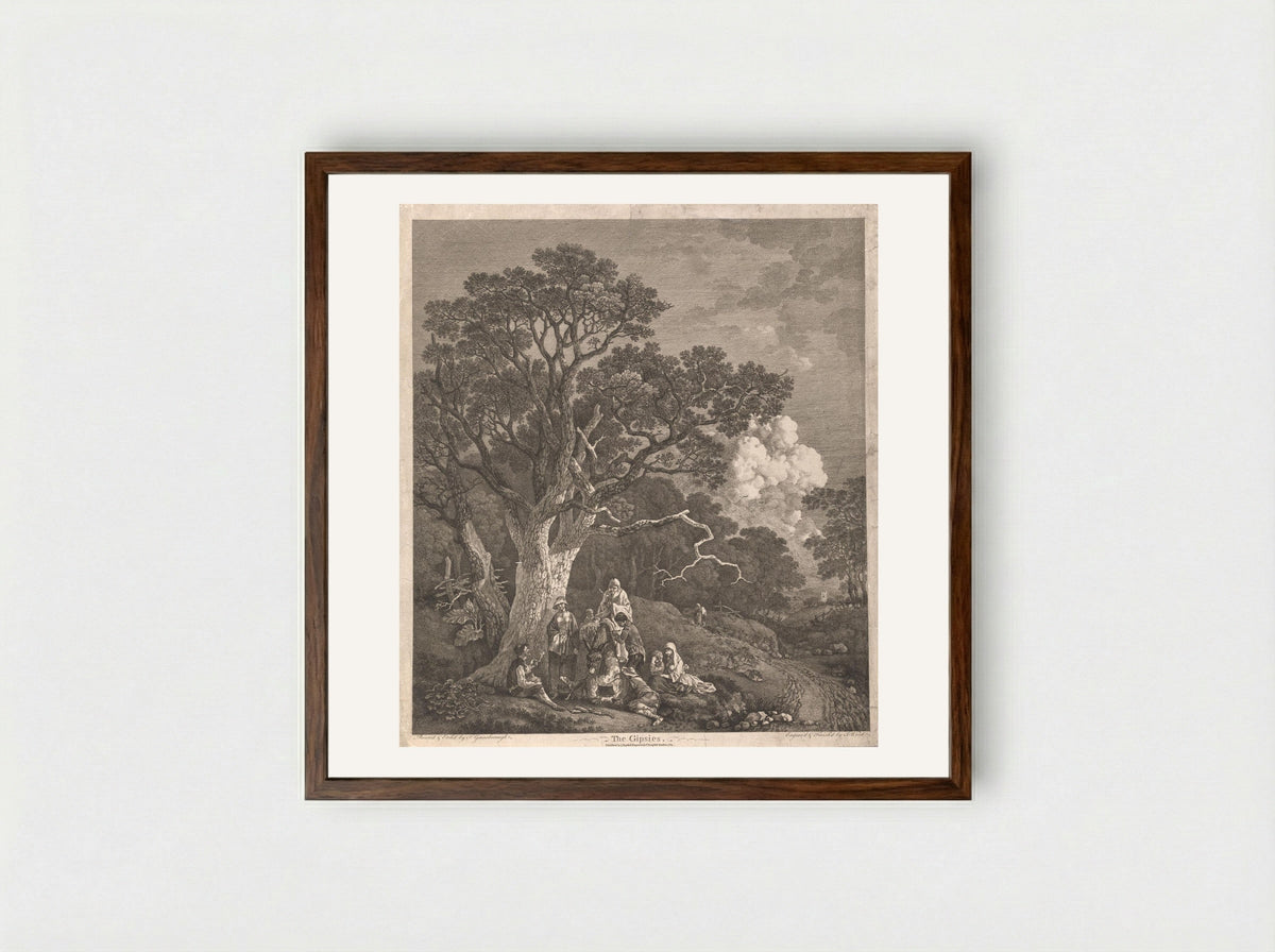 The Gipsies - John Wood - Framed Print Dark Wood