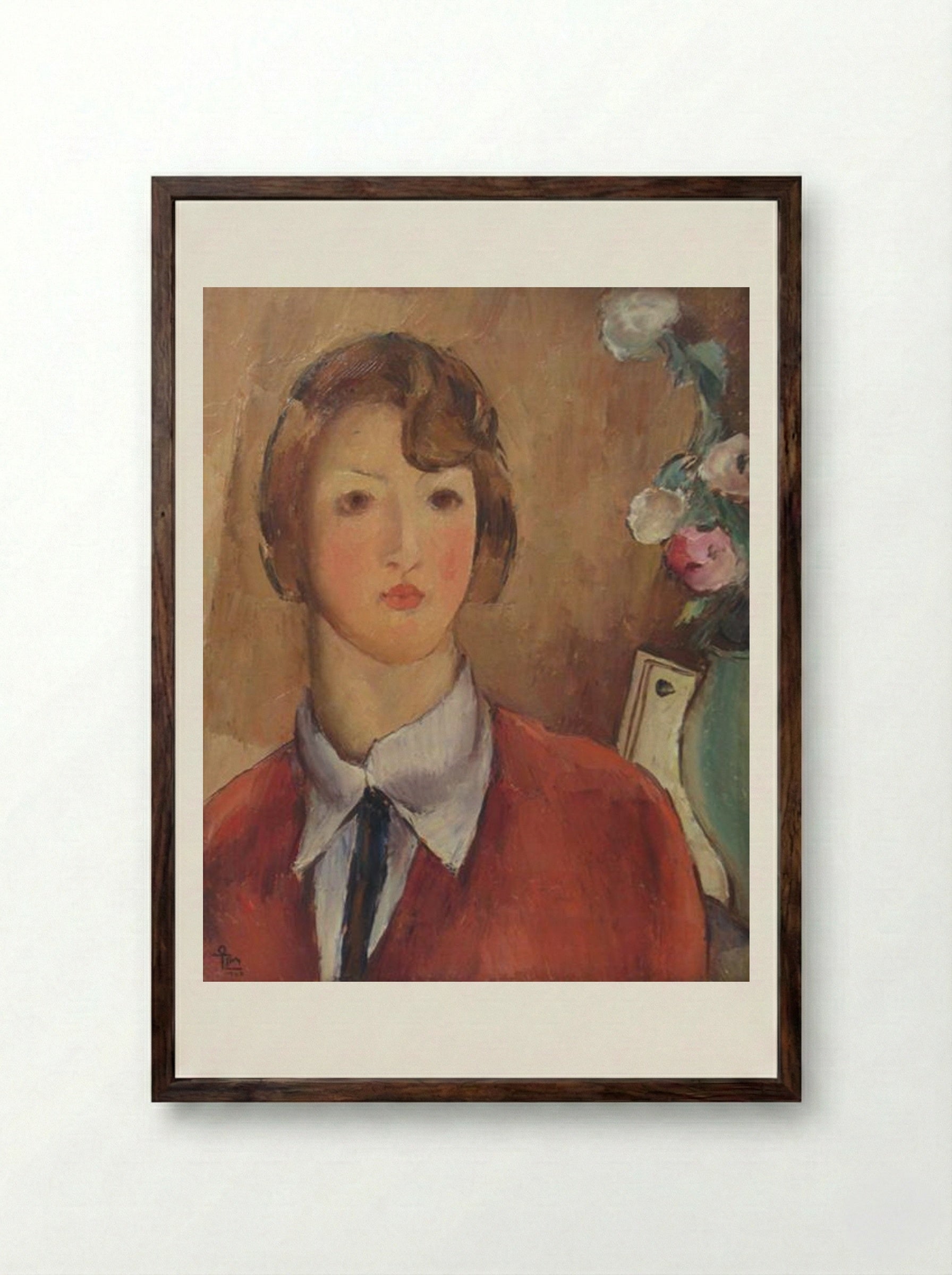The Girl in Red - Ion Theodorescu-Sion - Framed Print Dark Wood