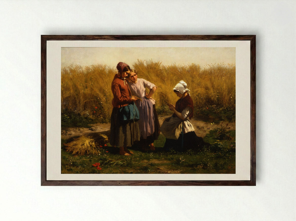 The Gleaners (Courrières) - Jules Breton - Framed Print Dark Wood