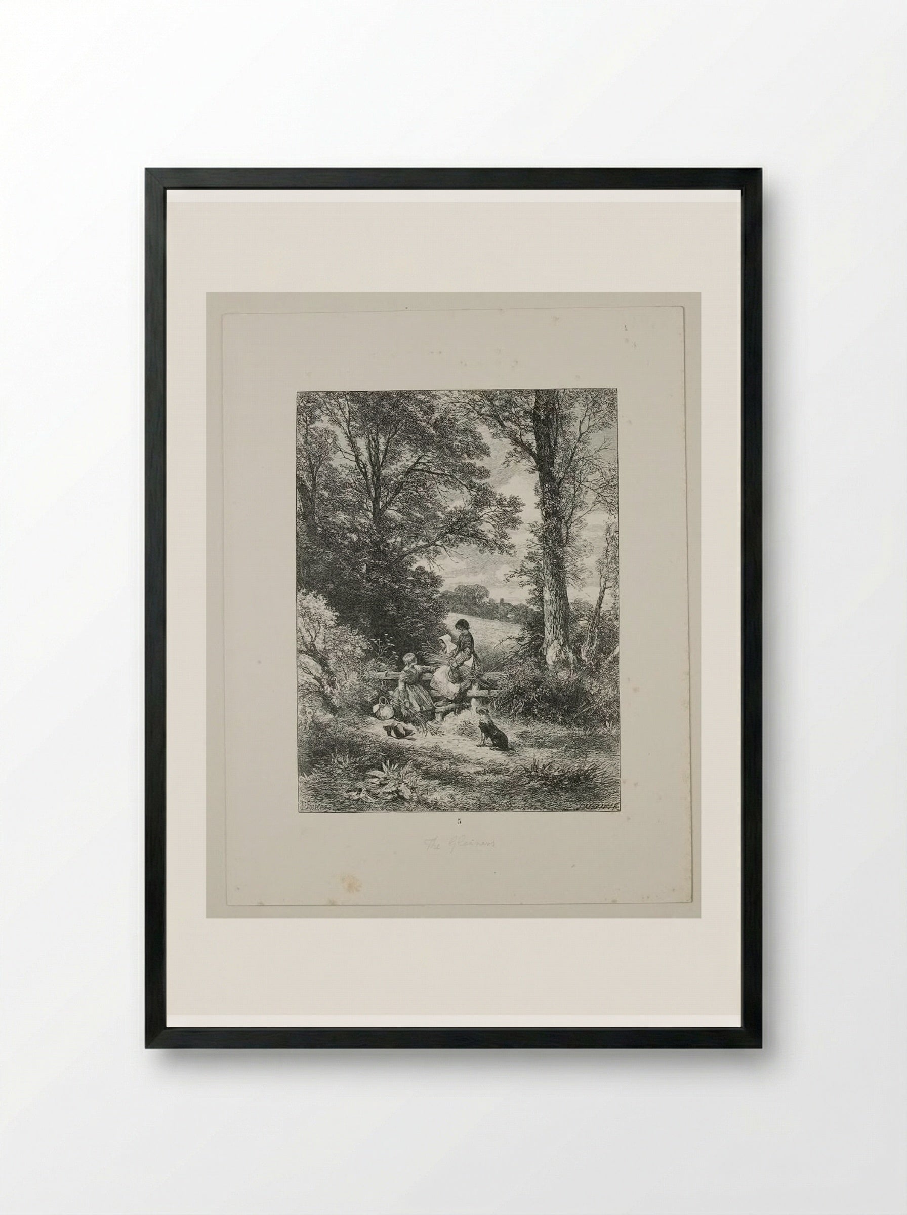The Gleaners at the Stile - Edward Dalziel - Framed Print Black