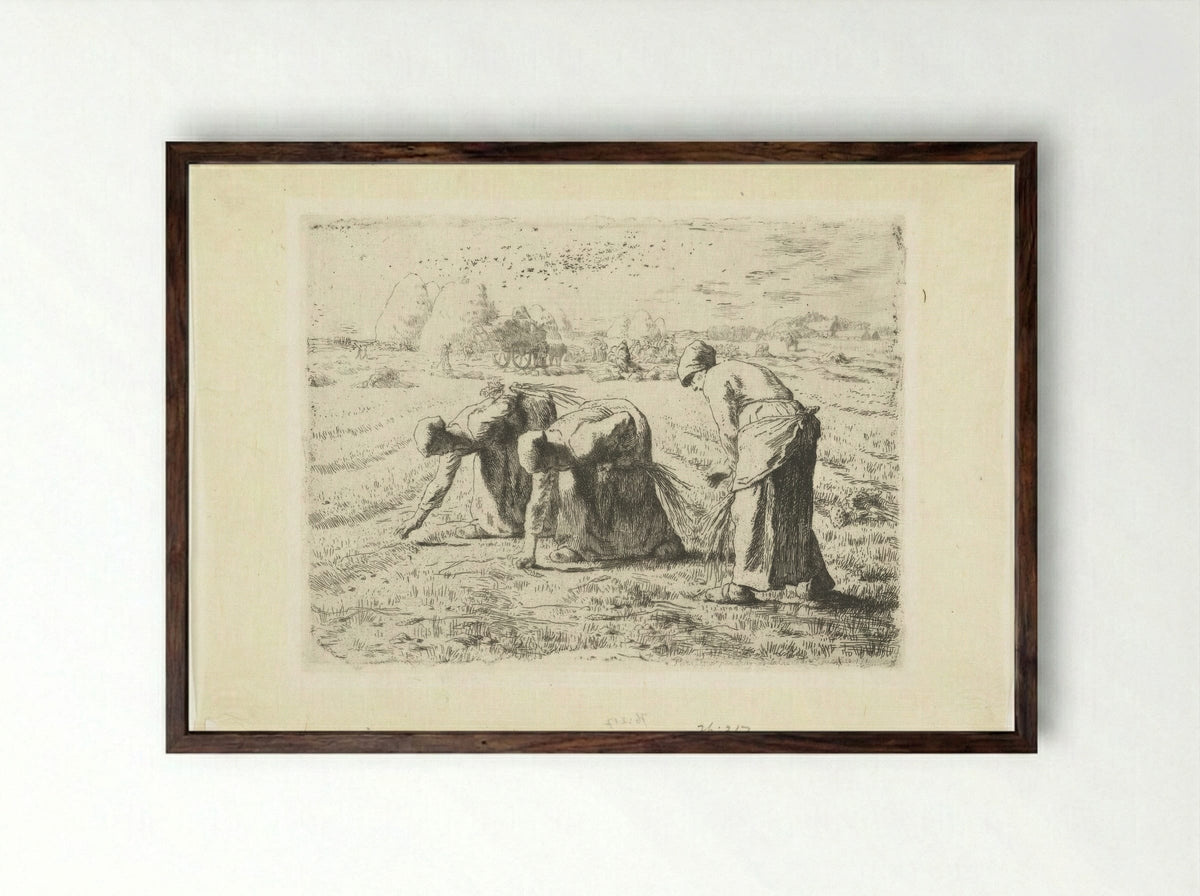 The Gleaners - Jean-François Millet - Framed Print Dark Wood