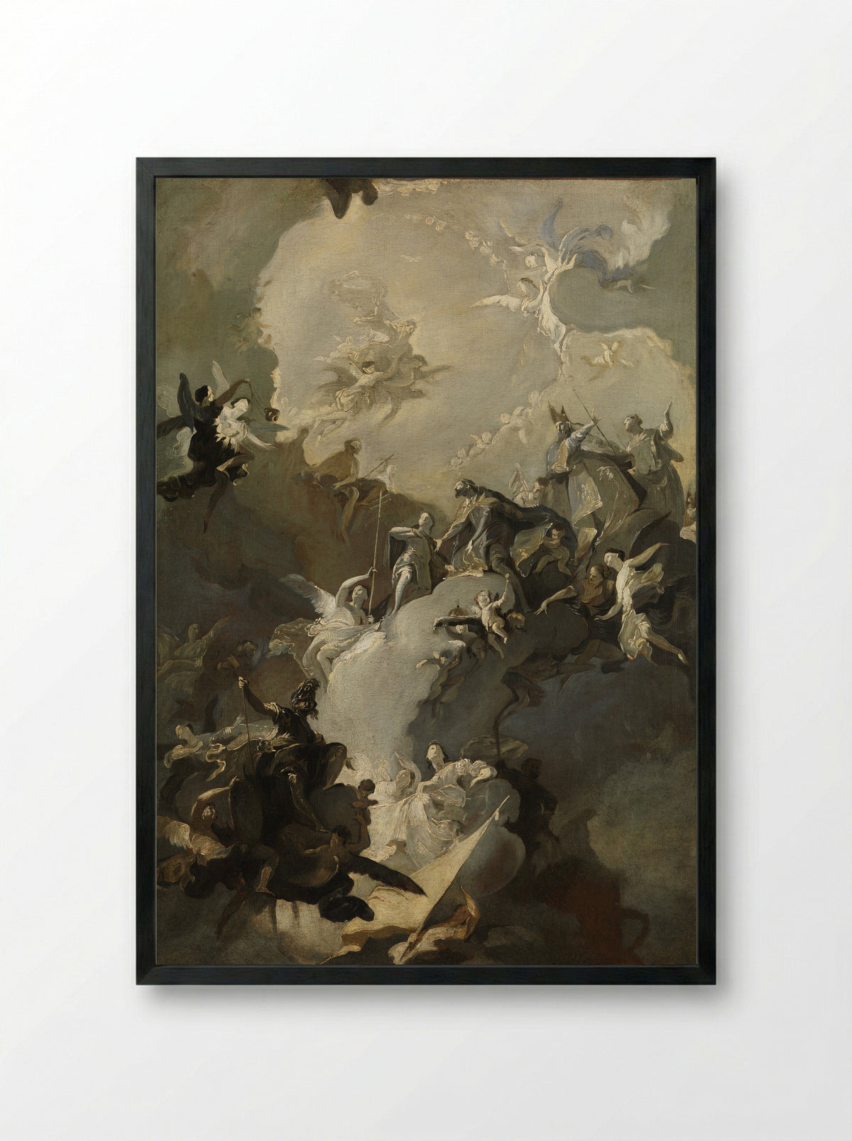 The Glorification of the Royal Hungarian Saints - Franz Anton Maulbertsch - Framed Print Black