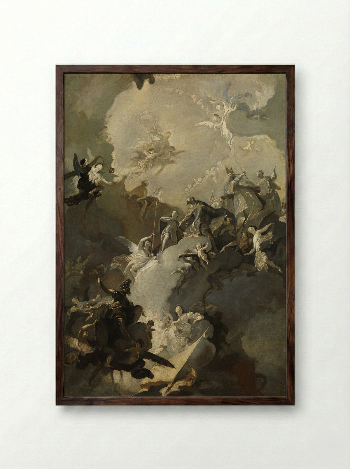 The Glorification of the Royal Hungarian Saints - Franz Anton Maulbertsch - Framed Print Dark Wood